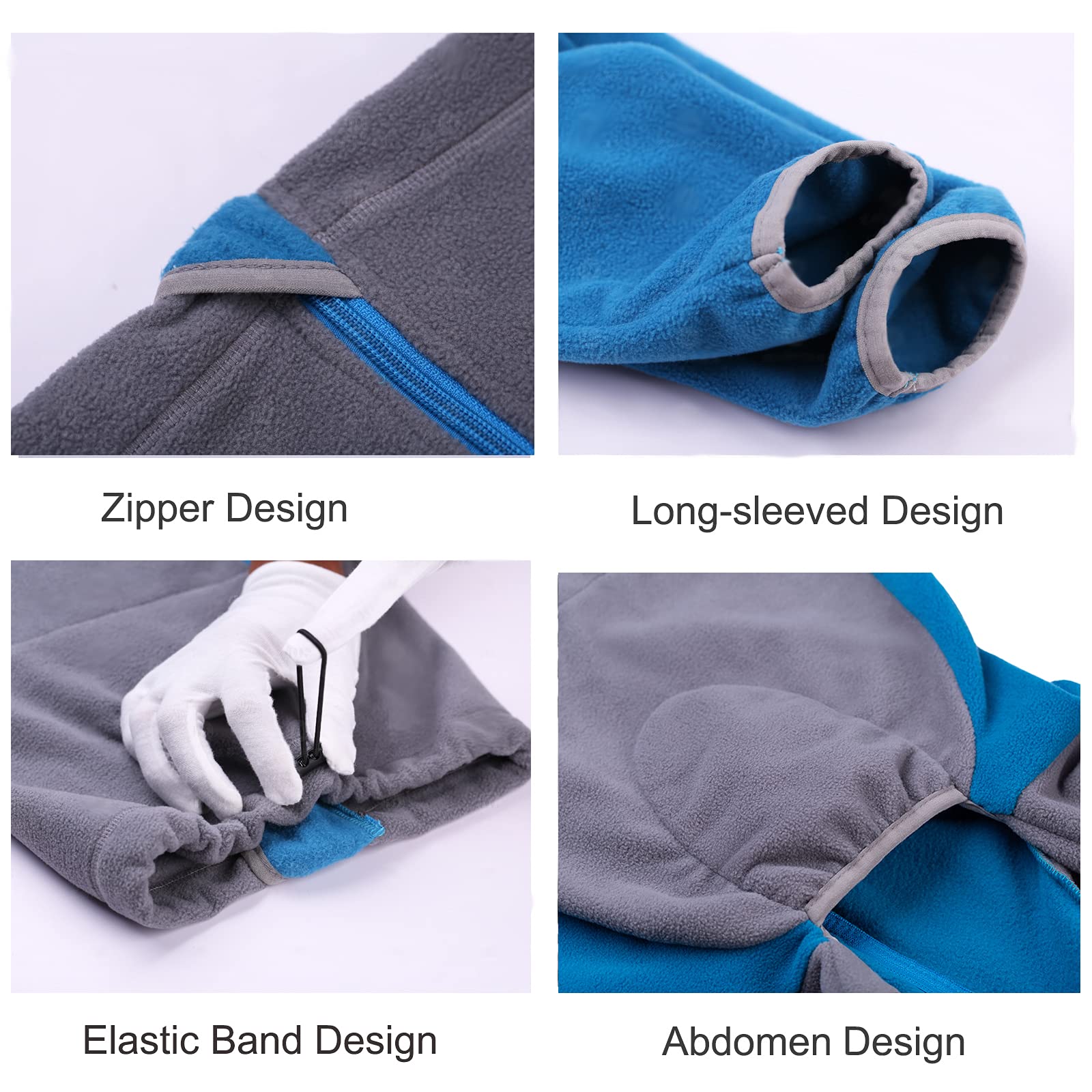 4-Legs Fleece Winter Warm Coats For Large Medium Dogs, High Collar Full Body Dog Snowsuit Comfort Windproof Sweater (Blue, 2X-La