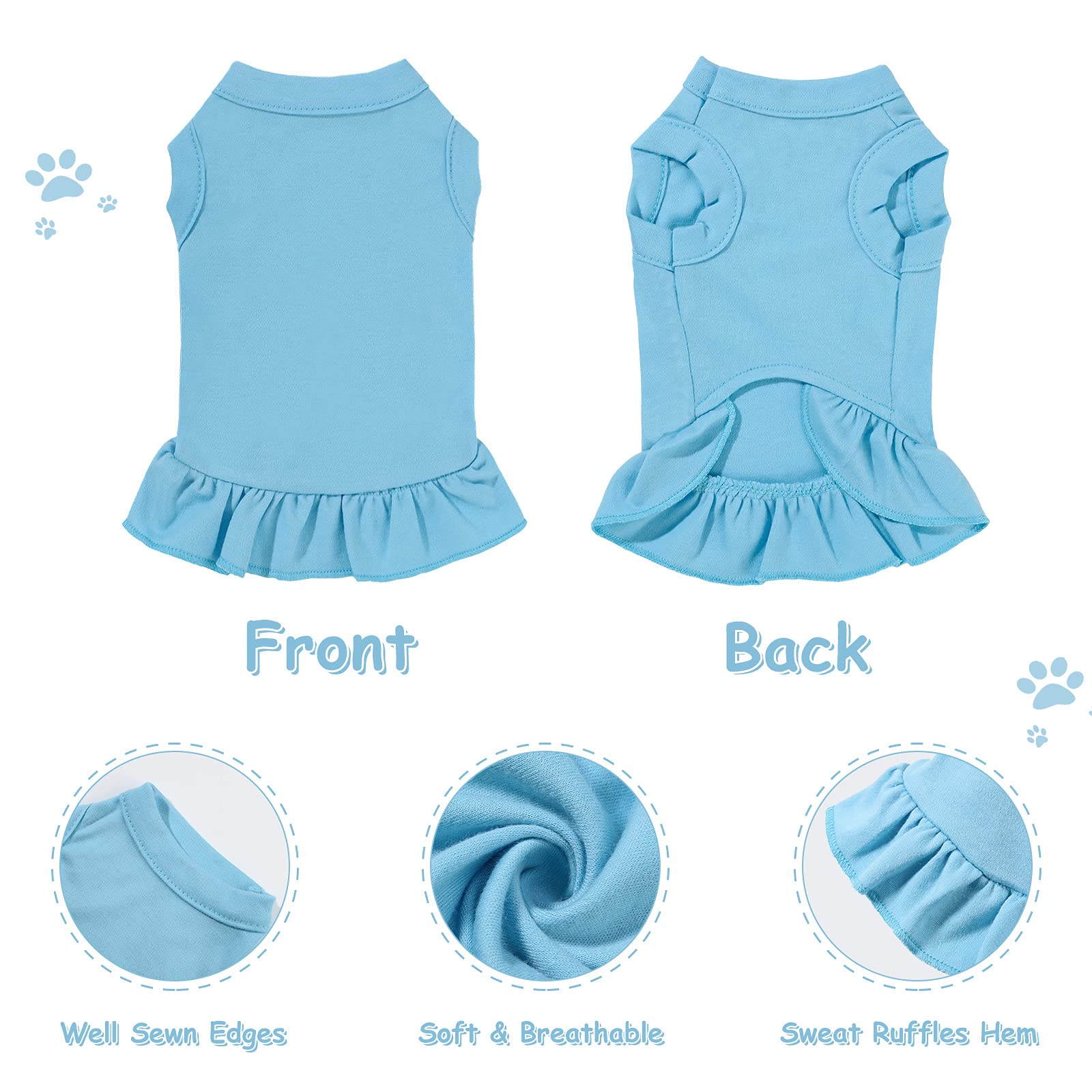 6 Pieces Dog Dresses Dog Shirt Skirt Dog Sleeveless Dress Breathable Pet Shirts With Ruffles Dog Sundress Dog Outfits For Dogs And Cats (Cute Style, M Size)