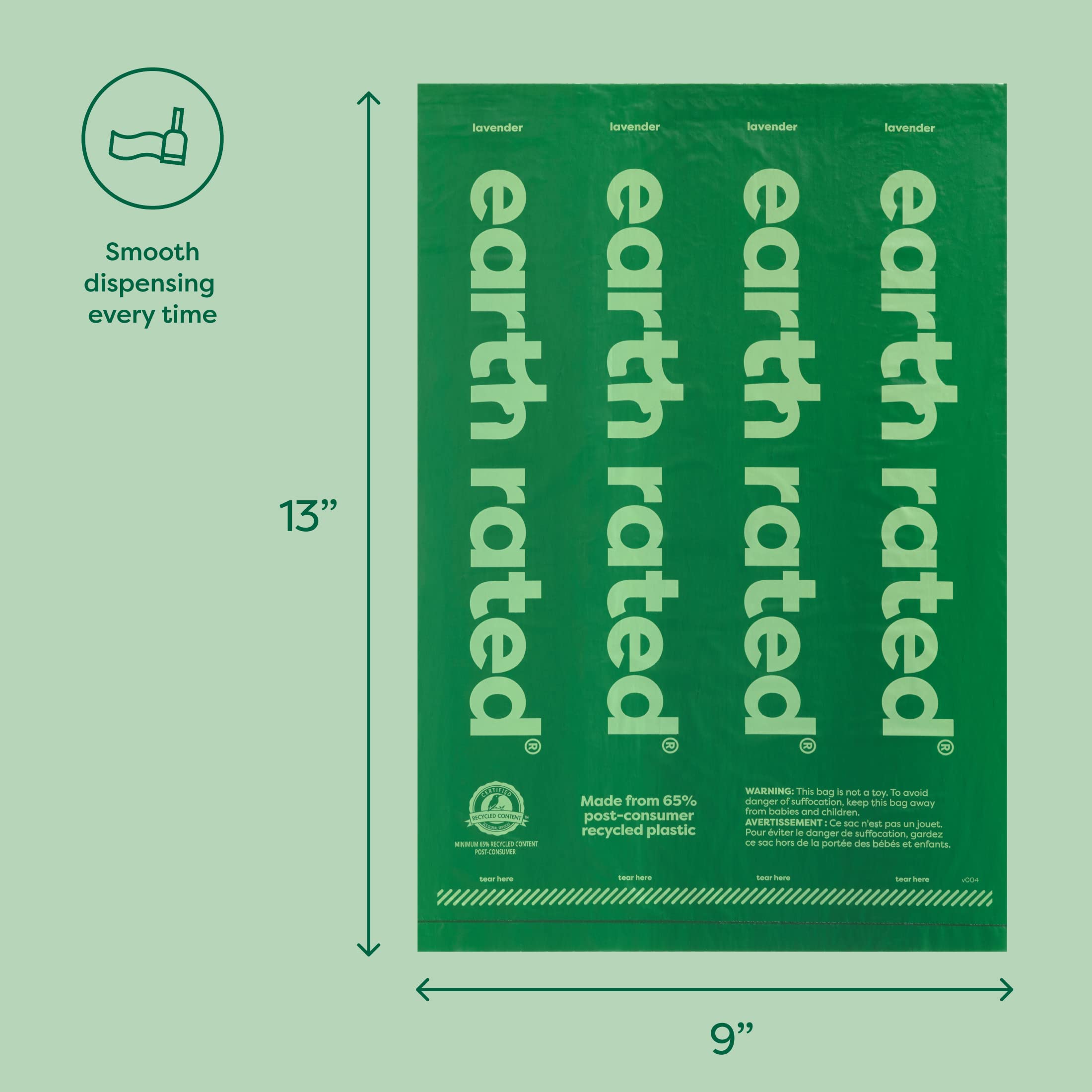 Earth Rated Dog Poop Bag Holder With Dog Poop Bags, Durable And Guaranteed Leakproof, Unscented, 1 Dispenser And 15 Bags