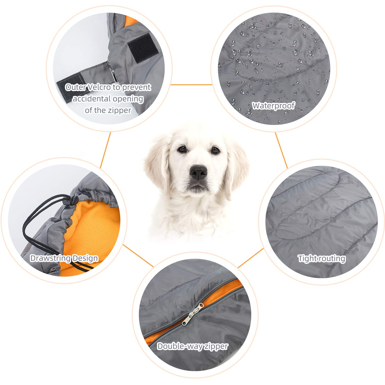 Kudes Dog Sleeping Bag Waterproof Warm Packable Dog Bed With Storage Bag For Indoor Outdoor Travel Camping Hiking Backpacking (43''Lx27''W)