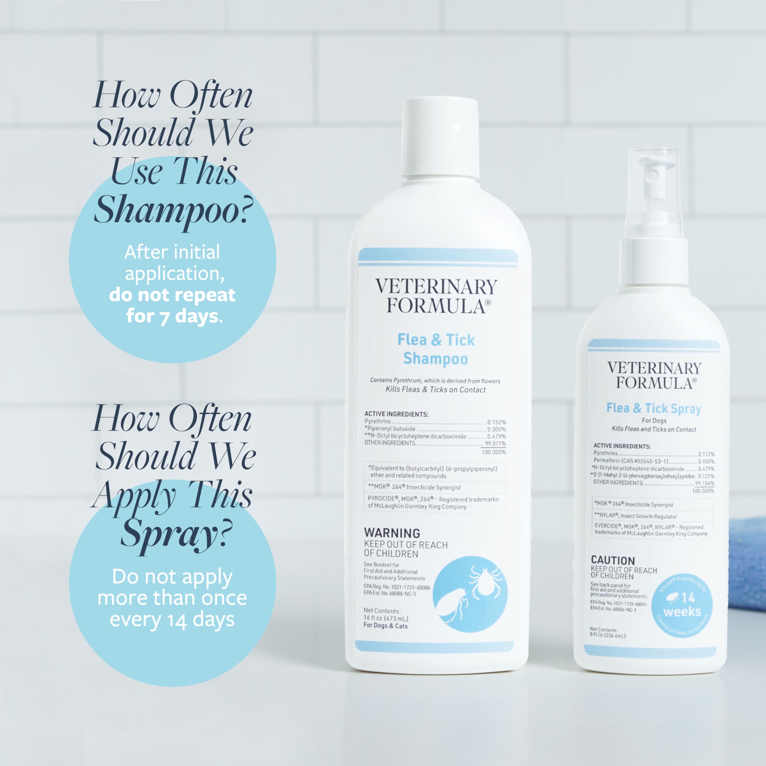 Veterinary Formula Flea and Tick Bundle - Prevention Spray for Dogs, 8 oz + 16 oz Shampoo for Dog Flea & Tick Control