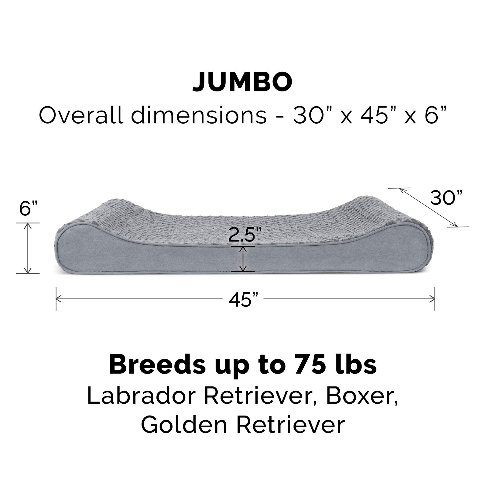 Furhaven Memory Foam Dog Bed for Large Dogs w/ Removable Washable Cover, For Dogs Up to 75 lbs - Ultra Plush Faux Fur & Suede Lu