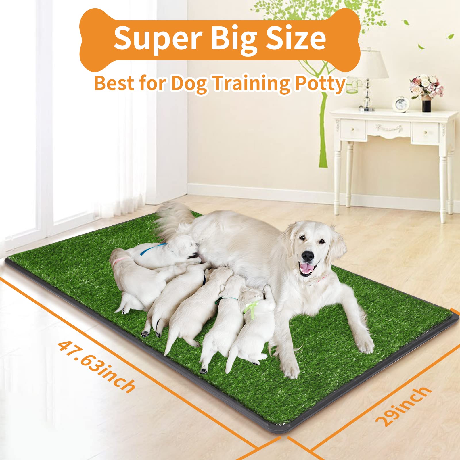 Loobani Large Dog Grass Pad With Tray - Dog Litter Box - Indoor Potty For Apartment And Patio Training - With 2 Packs Grass Pee