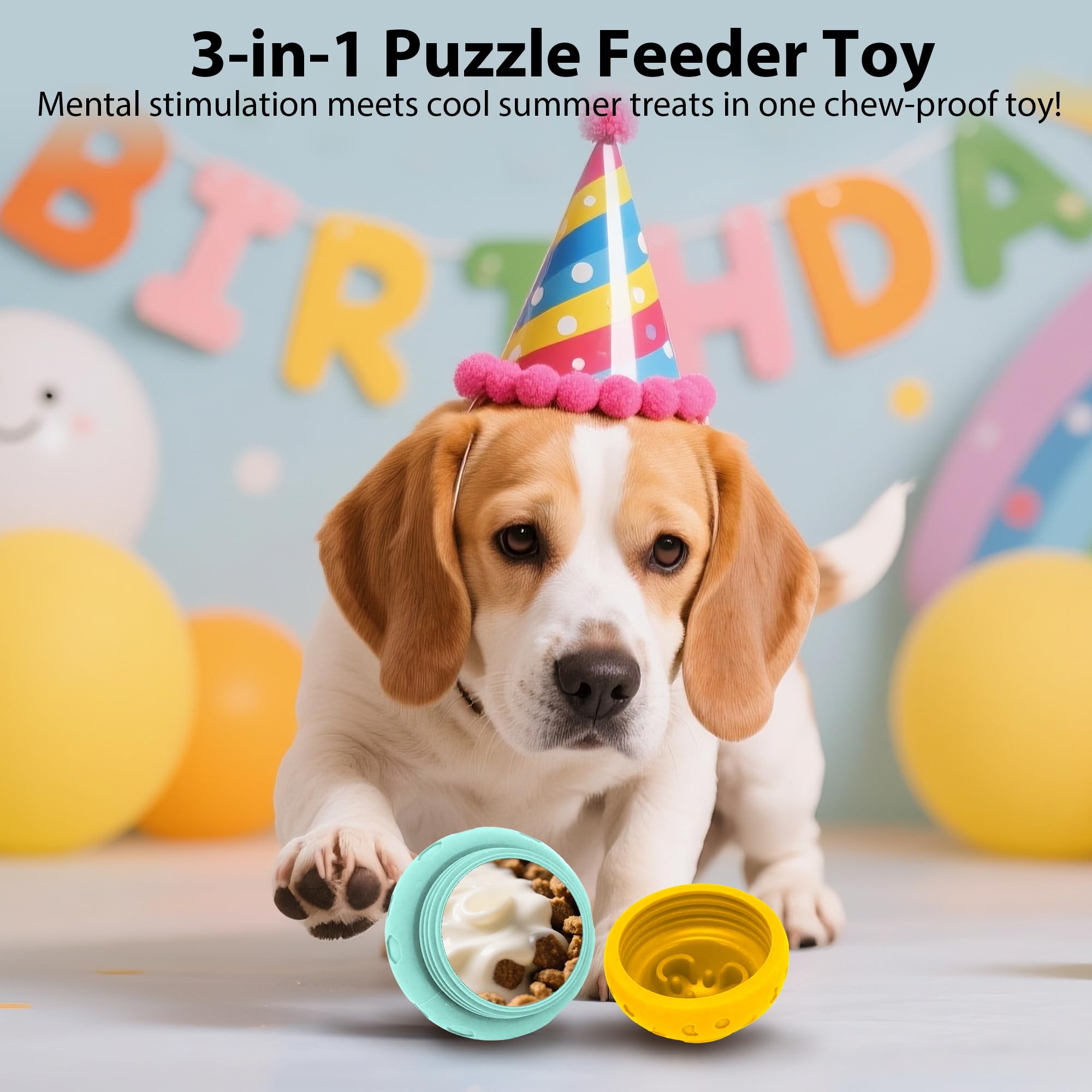 PawSailor Dog Treat Dispensing Toys, Interactive Slow Feeder Toy - Fill and Freeze Dog Food, Keep Them Busy-Reduces Anxiety/Bore