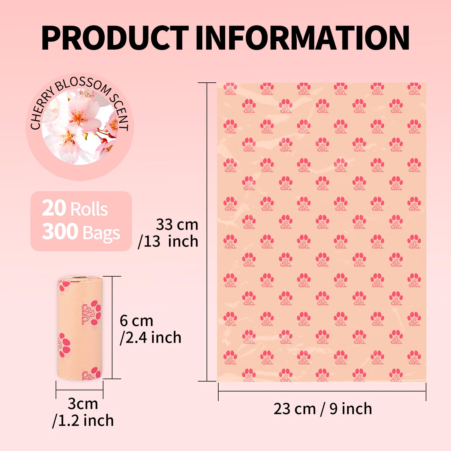 Mygodpet Dog Poop Bags Rolls 300 Count Biodegradable Poop Bags Refills For Dog And Cat Cherry Blossom Scented Dog Waste Bag Leak