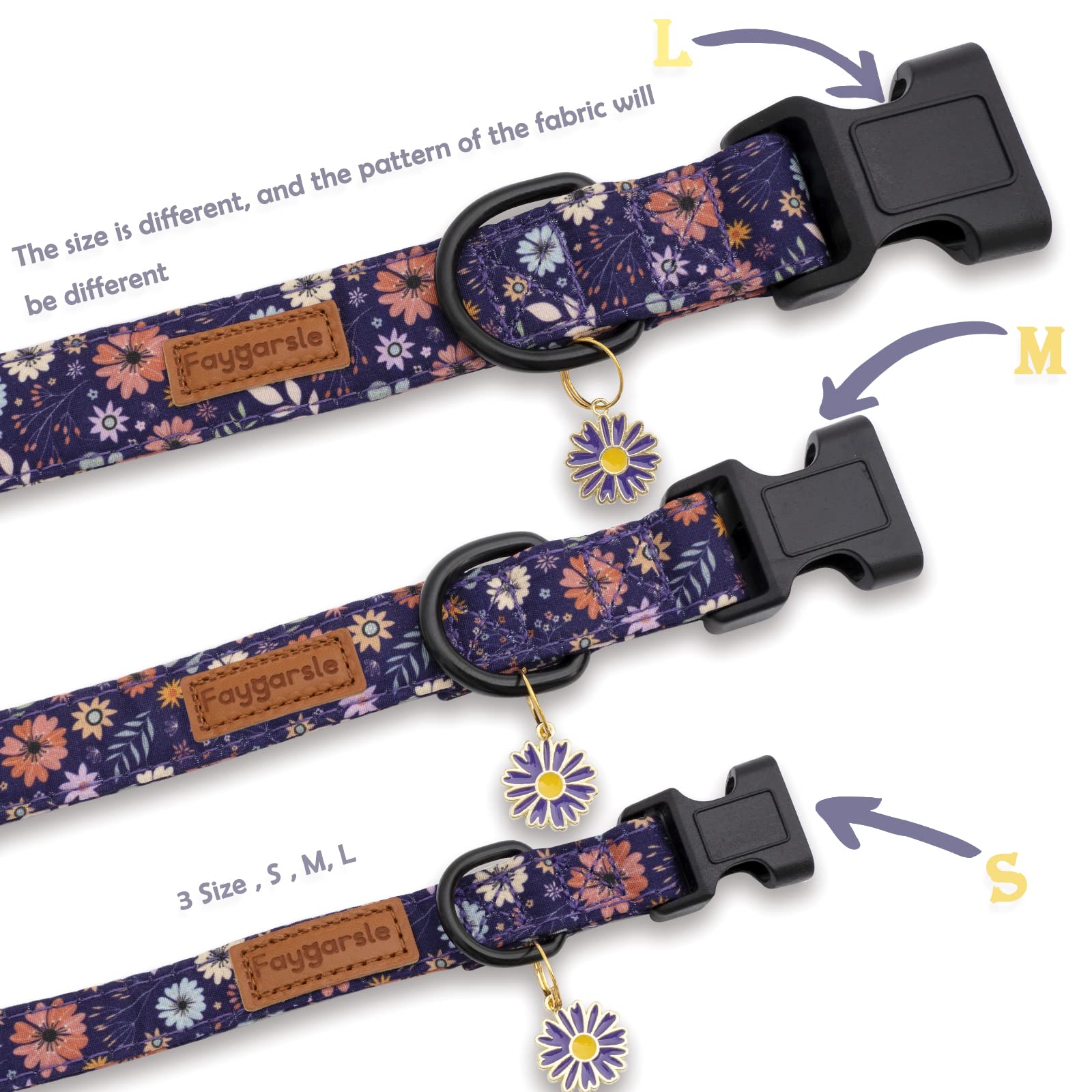 Faygarsle Floral Dog Collar For Girls And Female Dogs Soft And Fancy Pet Collar With Flower Design Ideal Purple Dog Collar For S