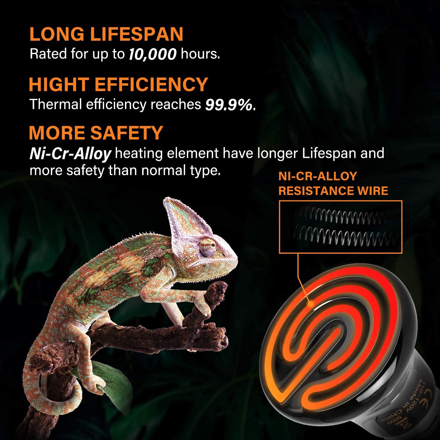 Simple Deluxe 50W 4-Pack Mini Ceramic Heat Emitter Reptile Heat Lamp Bulb No Light Emitting Brooder Coop Heater for Amphibian Pe