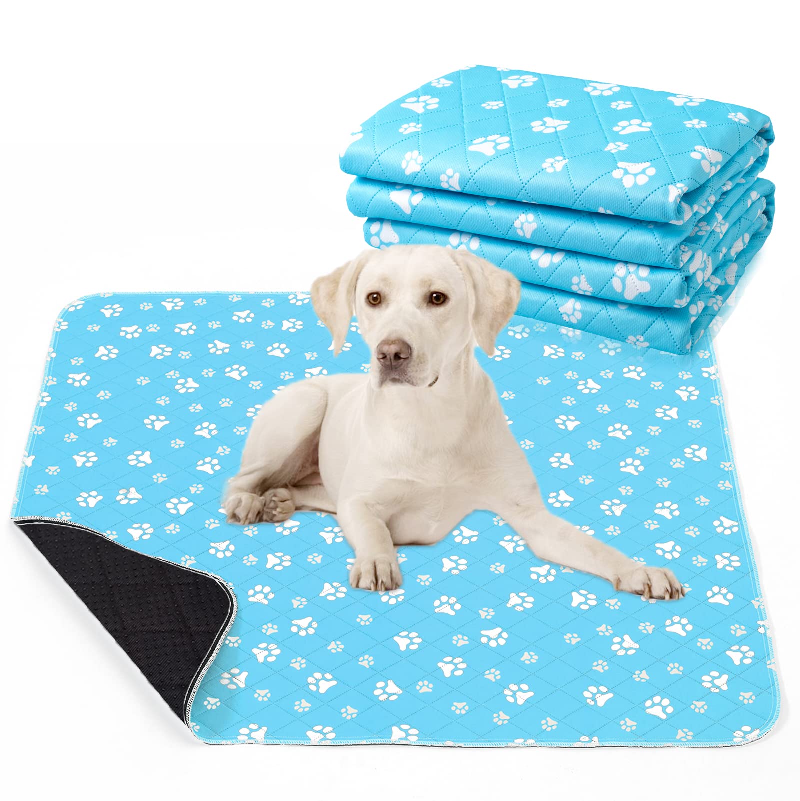Lepark Washable Pee Pad For Dogs Of 2Pack Reusable Puppy Non-Slip Pet Training Pads(Blue,31X36)