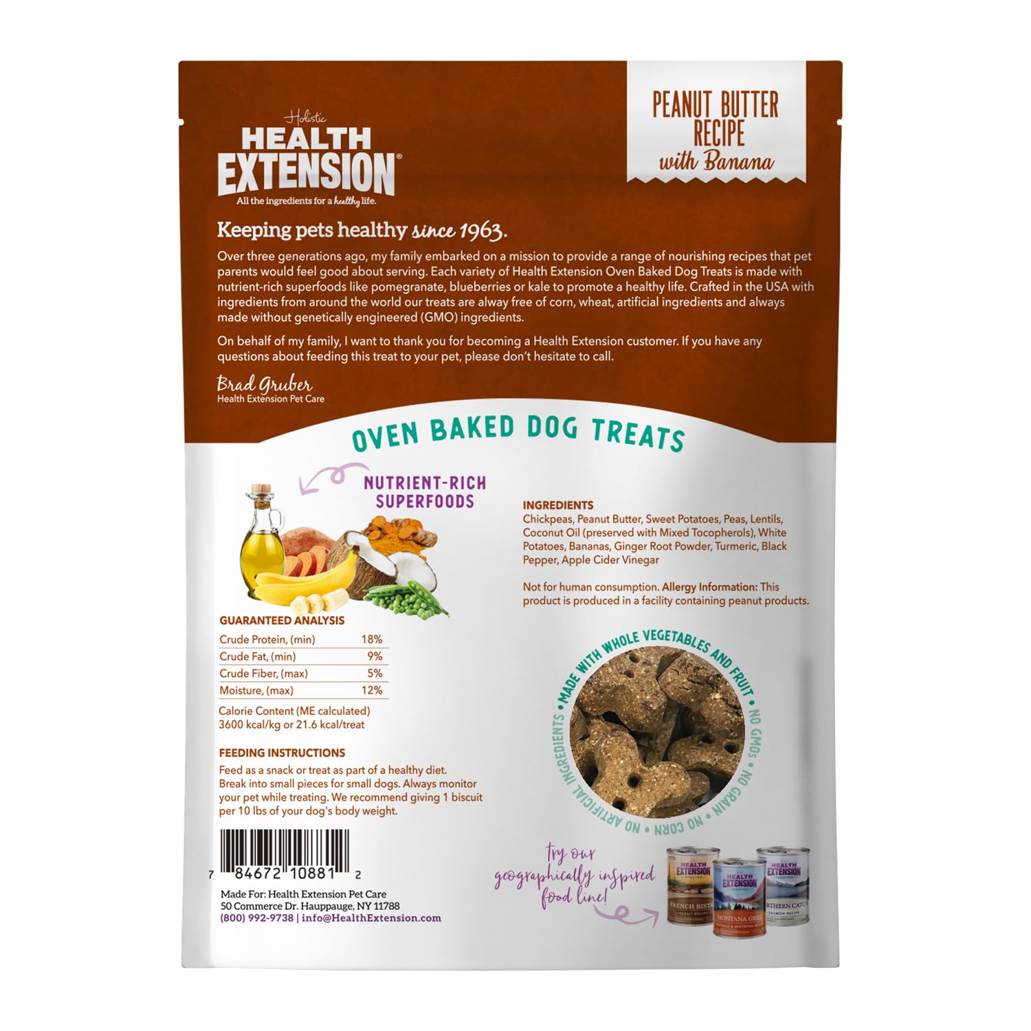 Health Extension Oven Baked Treats - Peanut Butter Recipe with Banana 6oz