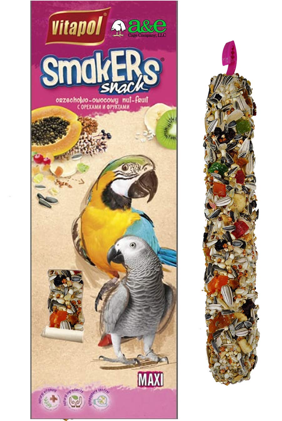 A&E Cage Co. SmaKers Maxi Treat Sticks for Parrots in Fruit Flavor