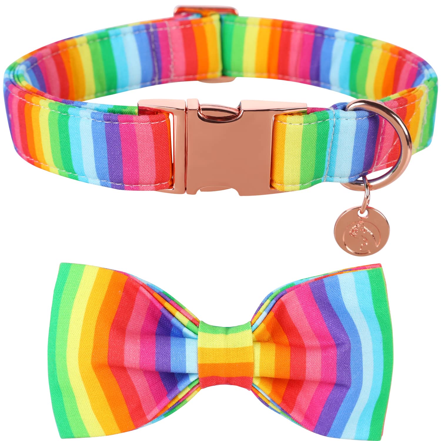 Dogwong Plaid Dog Collar With Bow Tie - Summer Cotton Blue Plaid Pet Collar, Comfortable And Cute For Small, Medium, Large Dogs
