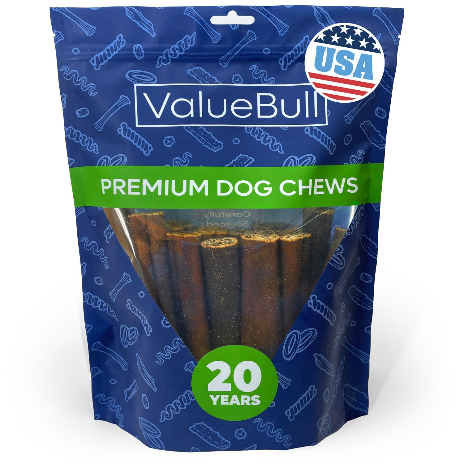 ValueBull USA Collagen Sticks for Dogs, 6 Inch Jumbo Chews, Natural Long-Lasting Dog Treats, 25 Count - Promotes Joint, Skin & C