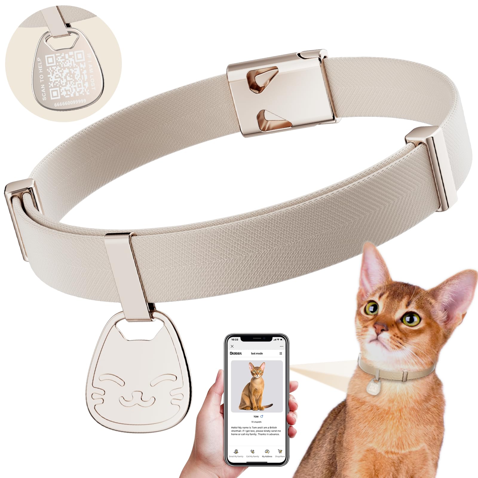 Cat Collar With Name Tag Breakaway: Kitten Collars With Qr Code Id Tag For Girl Boy Cats, Ultra Soft & Elastic Adjustable (6'-1