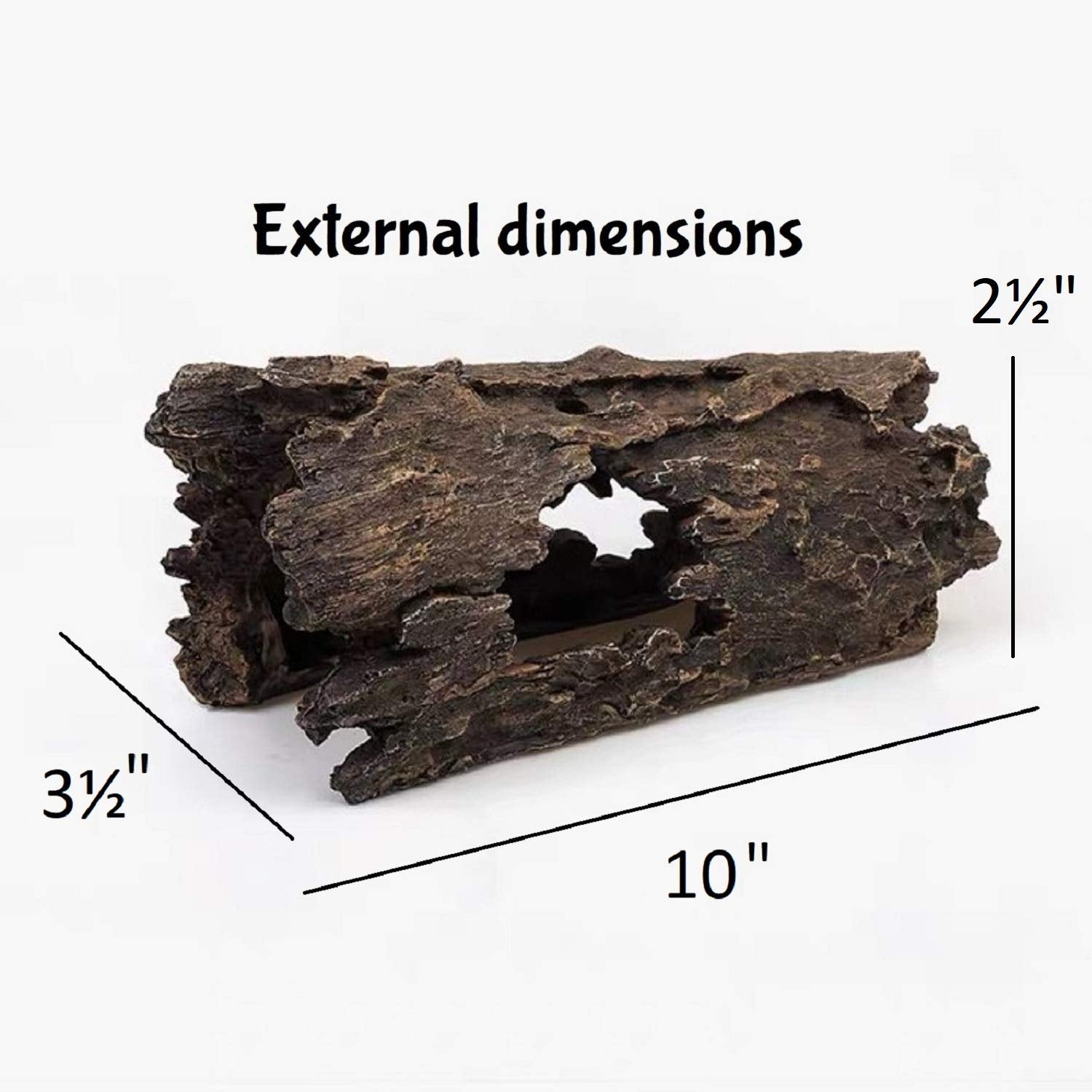 Orchid Valley Reptile Hide, Fish Tank Accessories. Medium 10'' Hollow Log For Aquarium, Lizard Hide Tank Decoration, Natural Loo