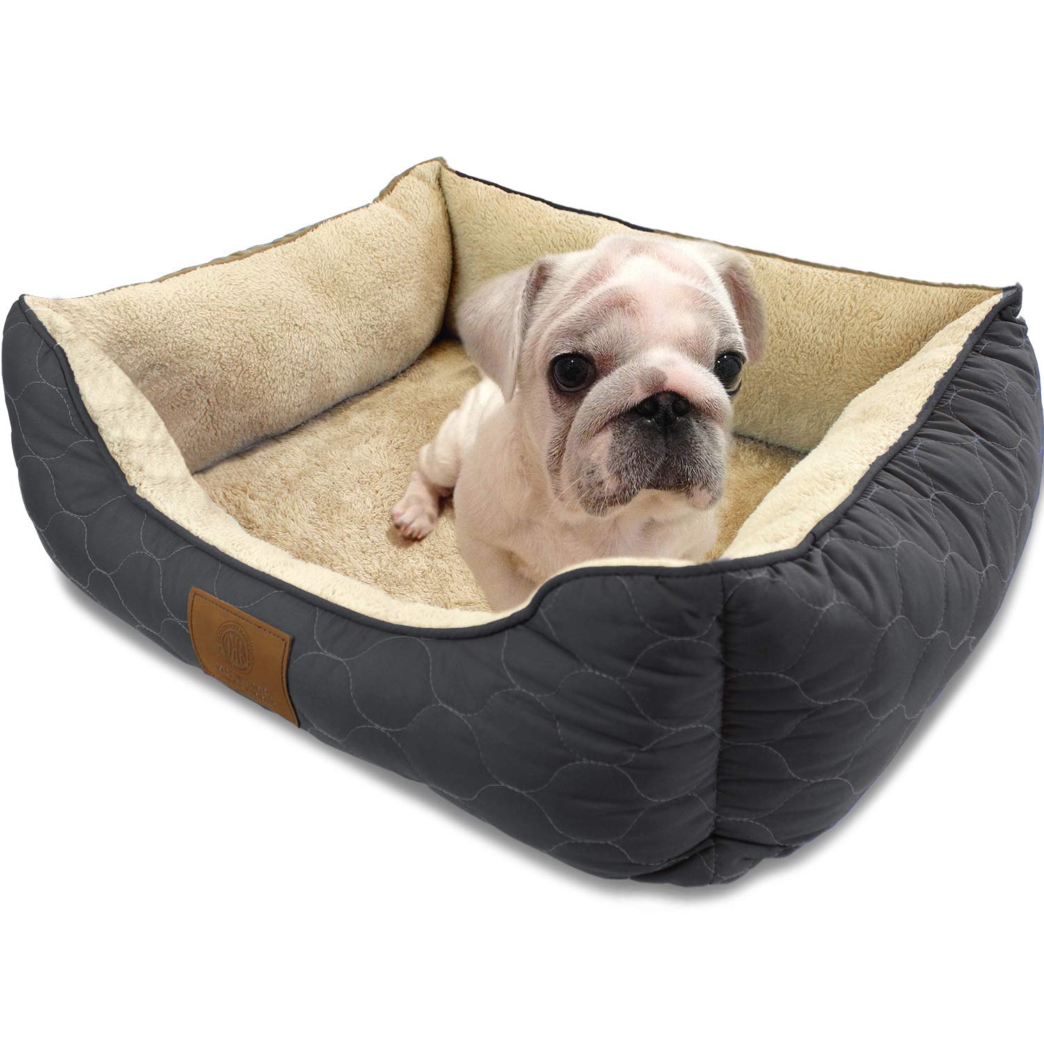 American Kennel Club Orthopedic Circle Stitch Cuddler Pet Bed, Gray 25X21X8'
