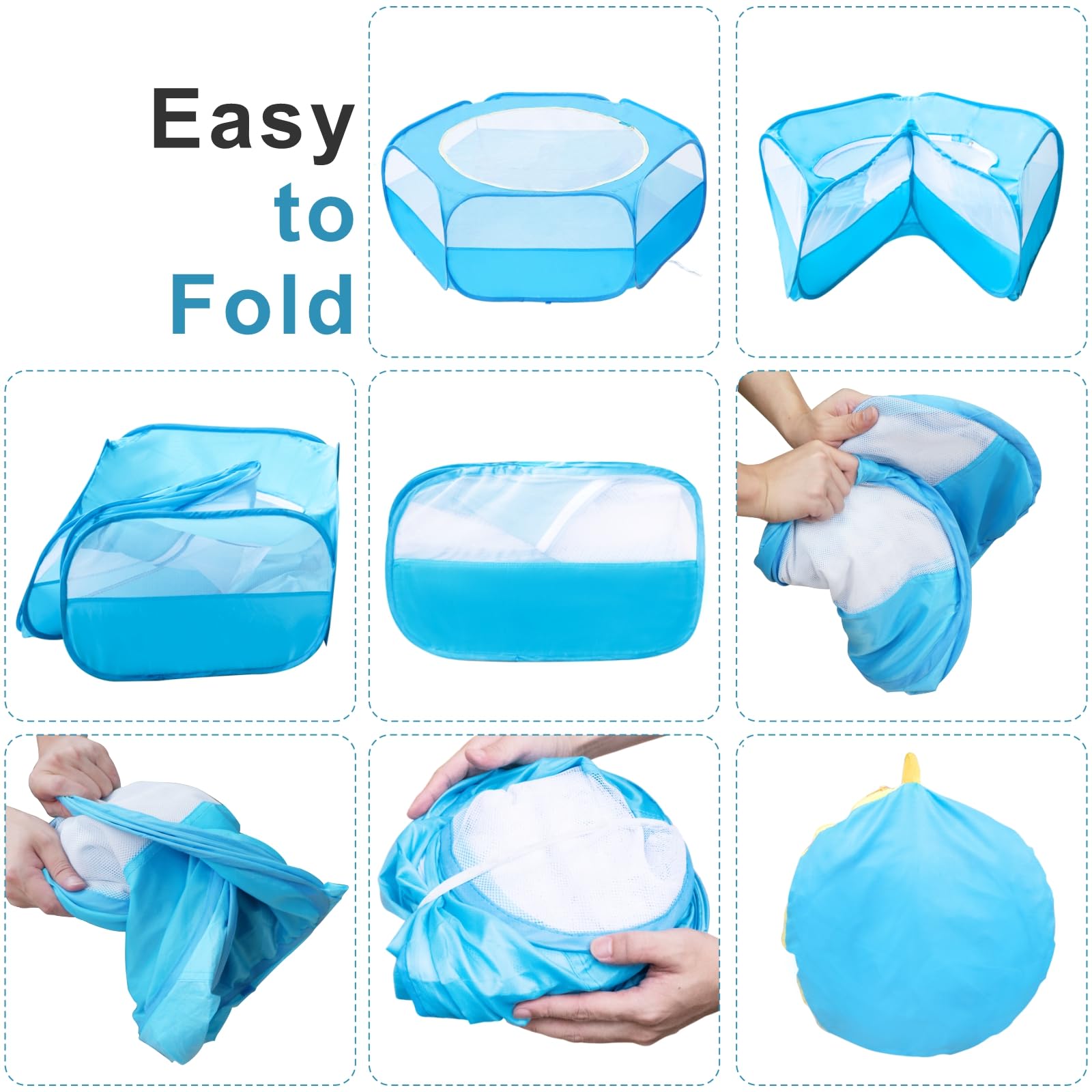 Xirgs Small Animal Playpen, Waterproof Small Pet Cage Tent Portable Outdoor Exercise Yard Fence With Top Cover Anti Escape Yard Fence For Kitten/Cat/Rabbits/Bunny/Hamster/Guinea Pig/Chinchillas