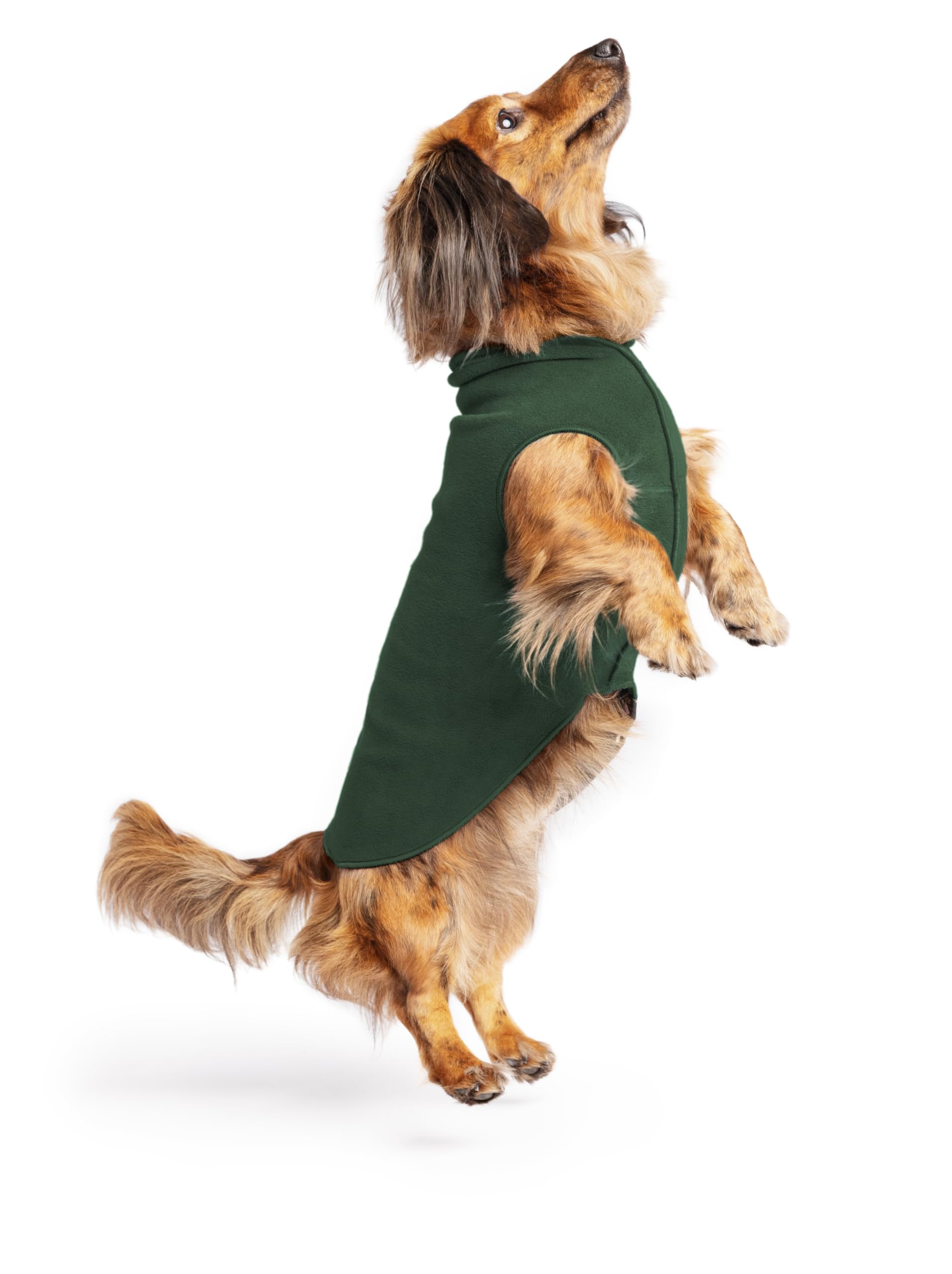 Gold Paw Stretch Fleece Dog Coat, Stretchy Pet Sweater, Machine Washable Pullover For Winter And Fall, Hunter Green, 12
