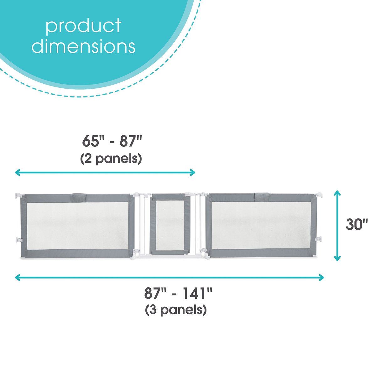 Summer Infant Custom Fit Walk-Thru Extra Wide Pet And Baby Gate, Fits Openings 65” - 87” (2 Panels) Or 87”