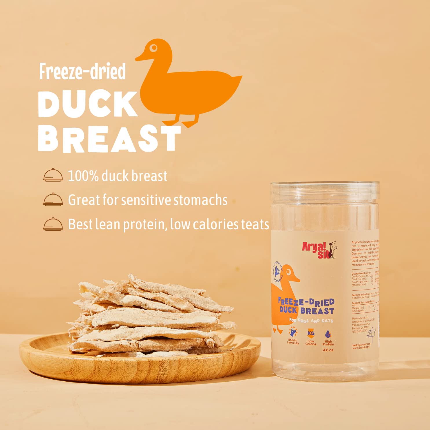 Arya Sit! - Freeze-Dried Single Ingredient Dog Treats (Duck Breast)