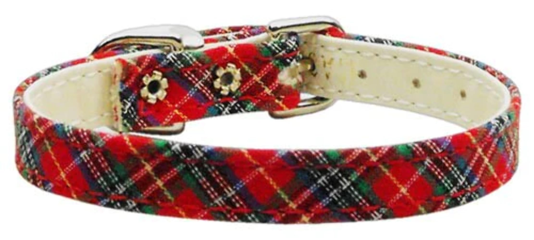 Dog, Puppy & Pet Plain Collar, 3/8&quot; Wide Plaid Blue 12