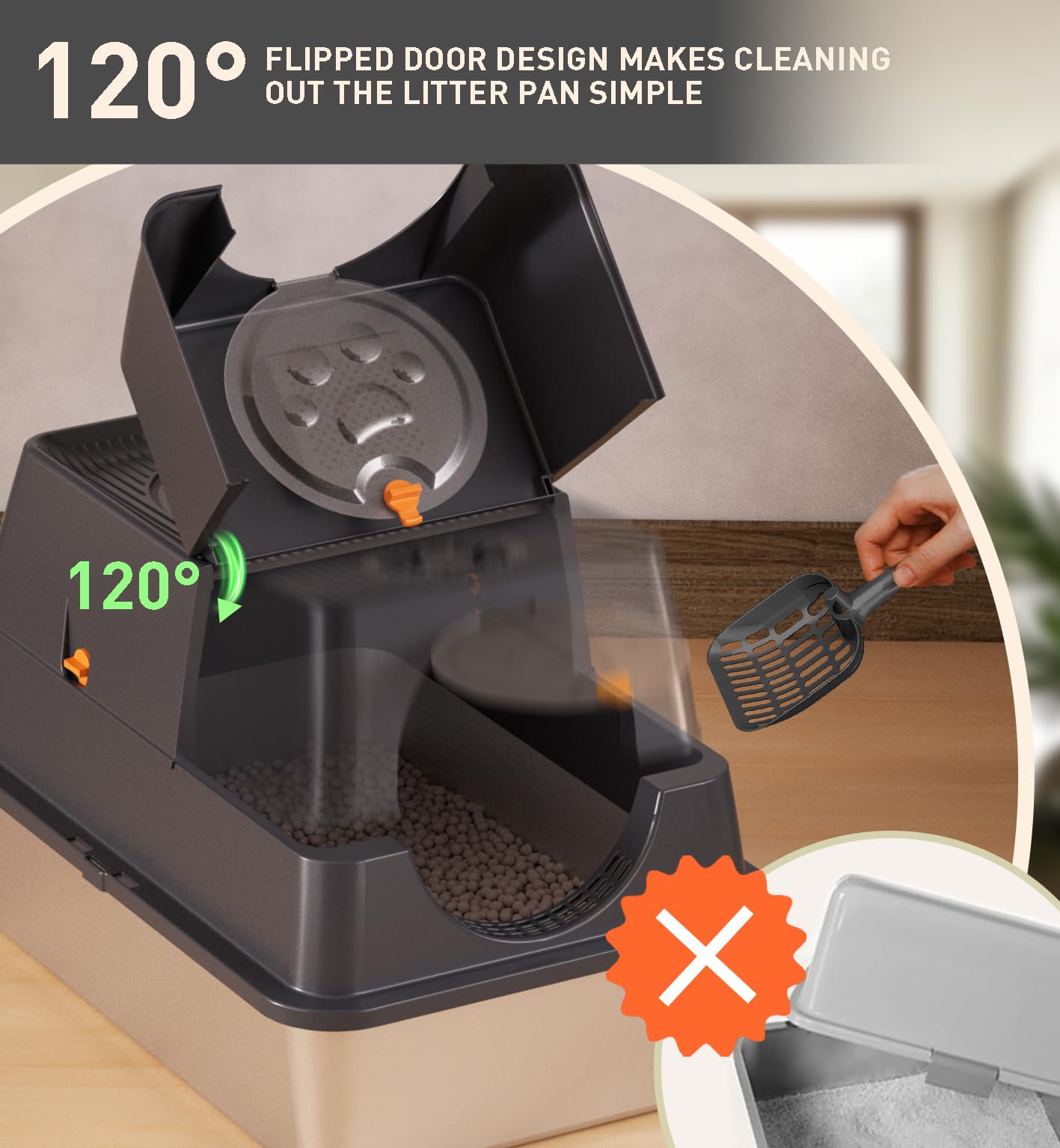 Citylife Stainless Steel Litter Box With Lid Xl Large Enclosed Metal Box Anti-Leakagecat Litter Box Stainless Steel Includes Sco