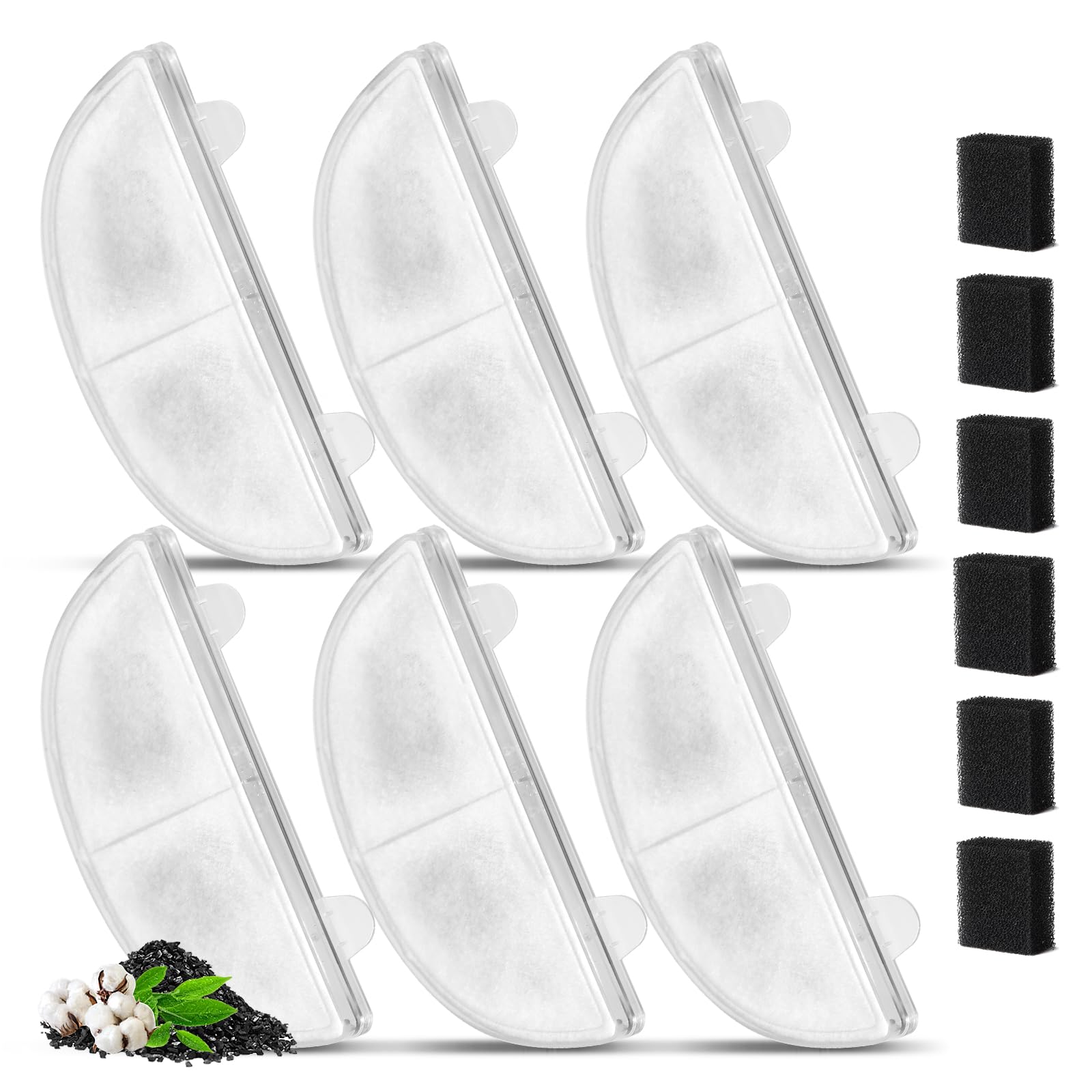 6 Pack Replacement Filters For Wf20/Cf20 Wireless Pumps Cat Water Fountain, Zekiry Cat Water Fountain Filters, Triple Action Pet