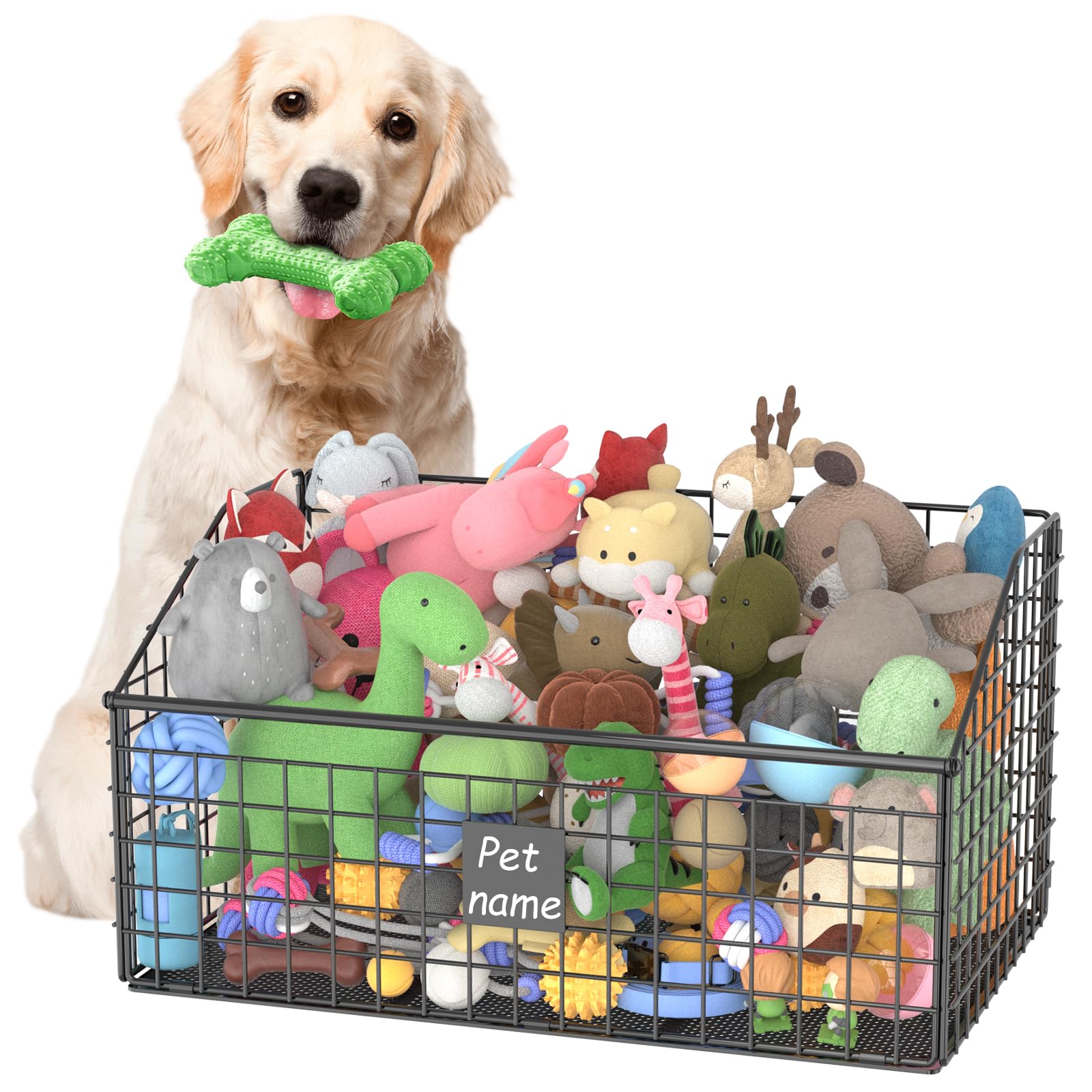 Indestructible Dog Toy basket, Large Toy Box for Dogs,Pet Toy Bin Dog Metal Basket for Toys, Dog Toy Storage, Dog Storage Organi
