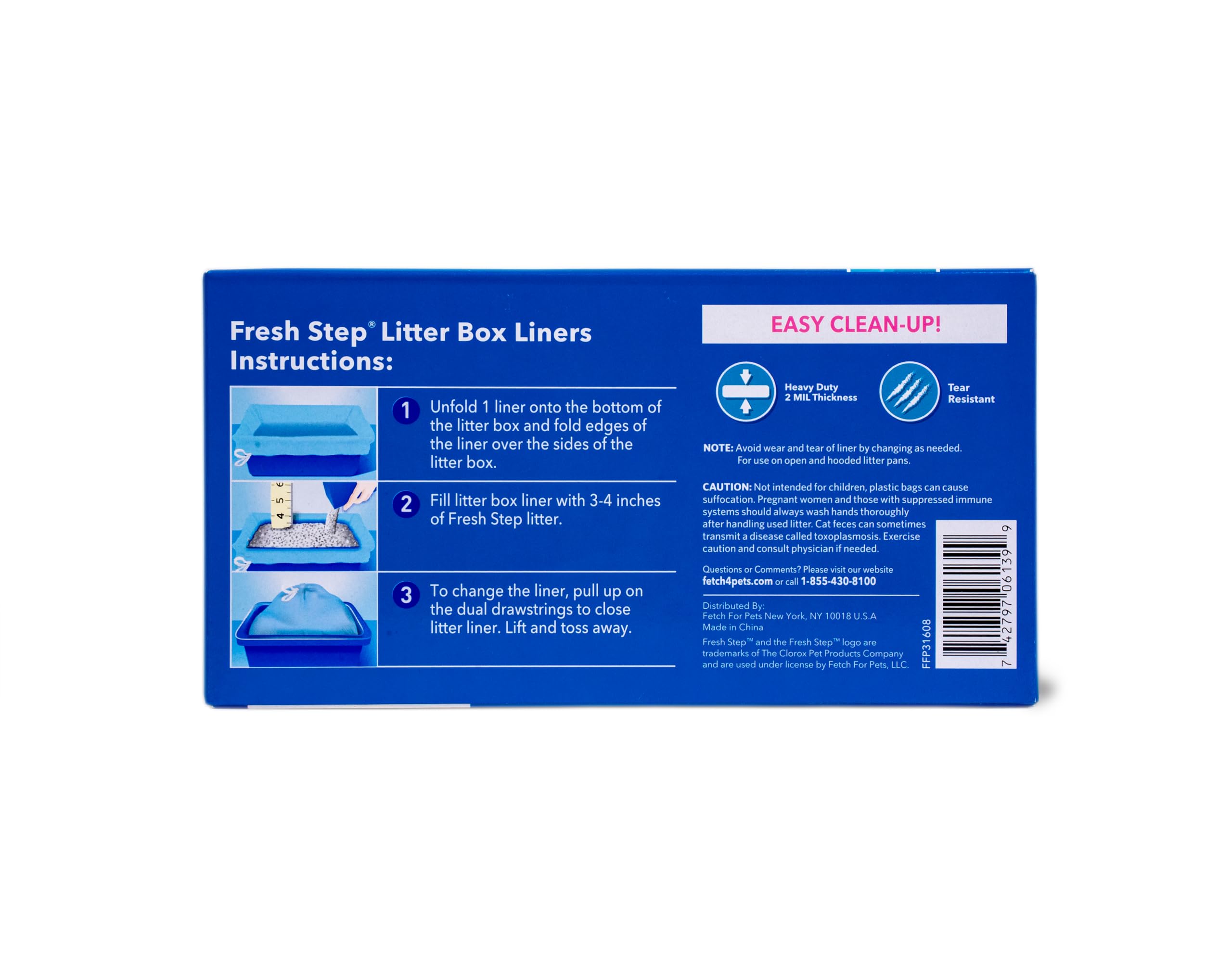 Fresh Step Drawstring Cat Litter Box Liners, Fresh Scent, Size Large, 30' X 17' | Kitty Litter Bags - 15 Count - Cat Litter Liners For Rectangle Or Oval Litterboxes