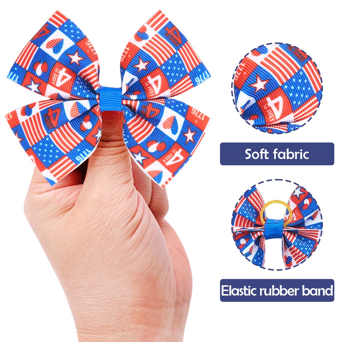 Jpgdn 24Pcs/12 Pairs 4'' Big Valentines Dog Hair Bows For Large Breed Dogs Heart Rose Kiss Lips Pattern Blue Pink Red Purple Yel