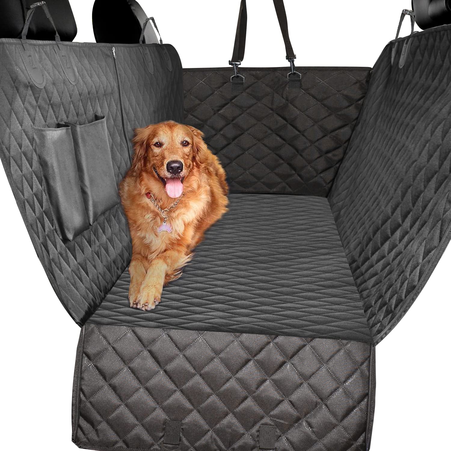 Vailge Extra Large, 100% Waterproof Dog Seat Cover For Back Seat With Zipper Side Flap, Heavy Duty Car Hammock Pet Seat Cover Fo