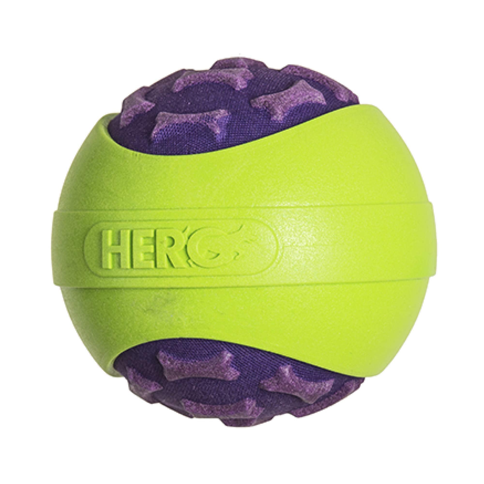 Hero Outer Armor, Durable Ball Dog Toy, Floats & Squeaks, Large - Purple & Green