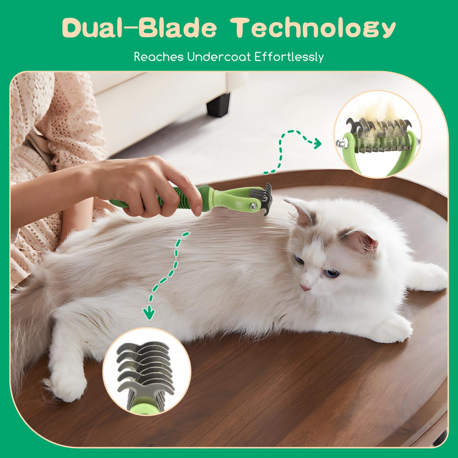 Nobleza 6Pcs Dog Grooming Kit, Self-Cleaning Slicker Brush With Massage Tips, Dematting Comb For Shedding And Tangles, Ergonomic