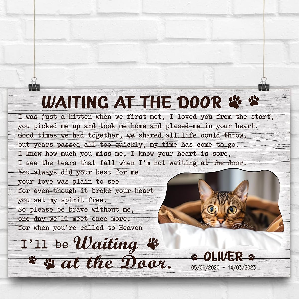 P80813 Funny Cat Memorial Personalized Poster - Wall Art Decor With Sayings For Cat Lover Mom - Custom Landscapes Name