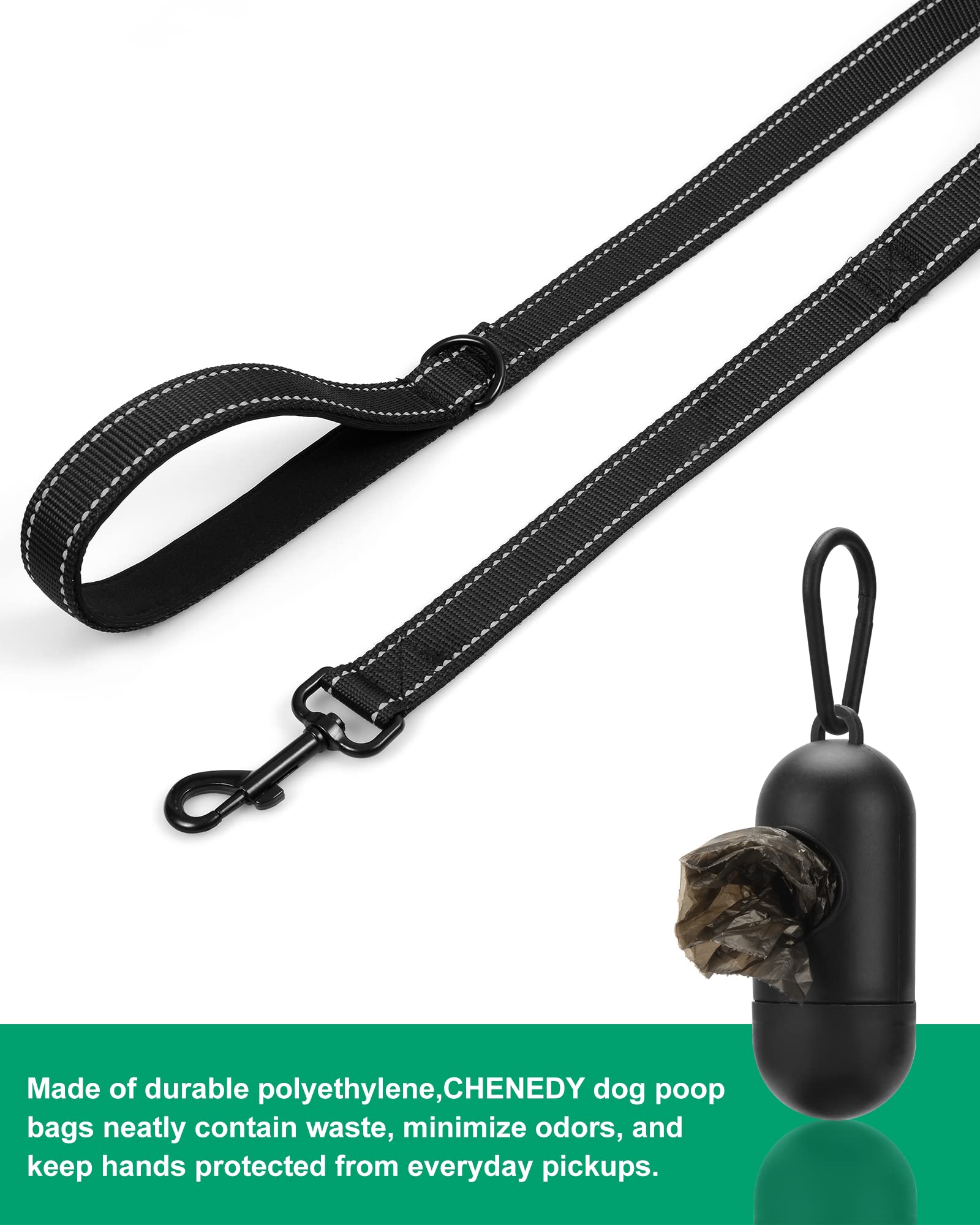 Heavy Duty Dog Leash With 2 Handles - 6Ft Reflective Anti-Pull Leash For Large Dogs, Padded Traffic Handle For Control, Durable