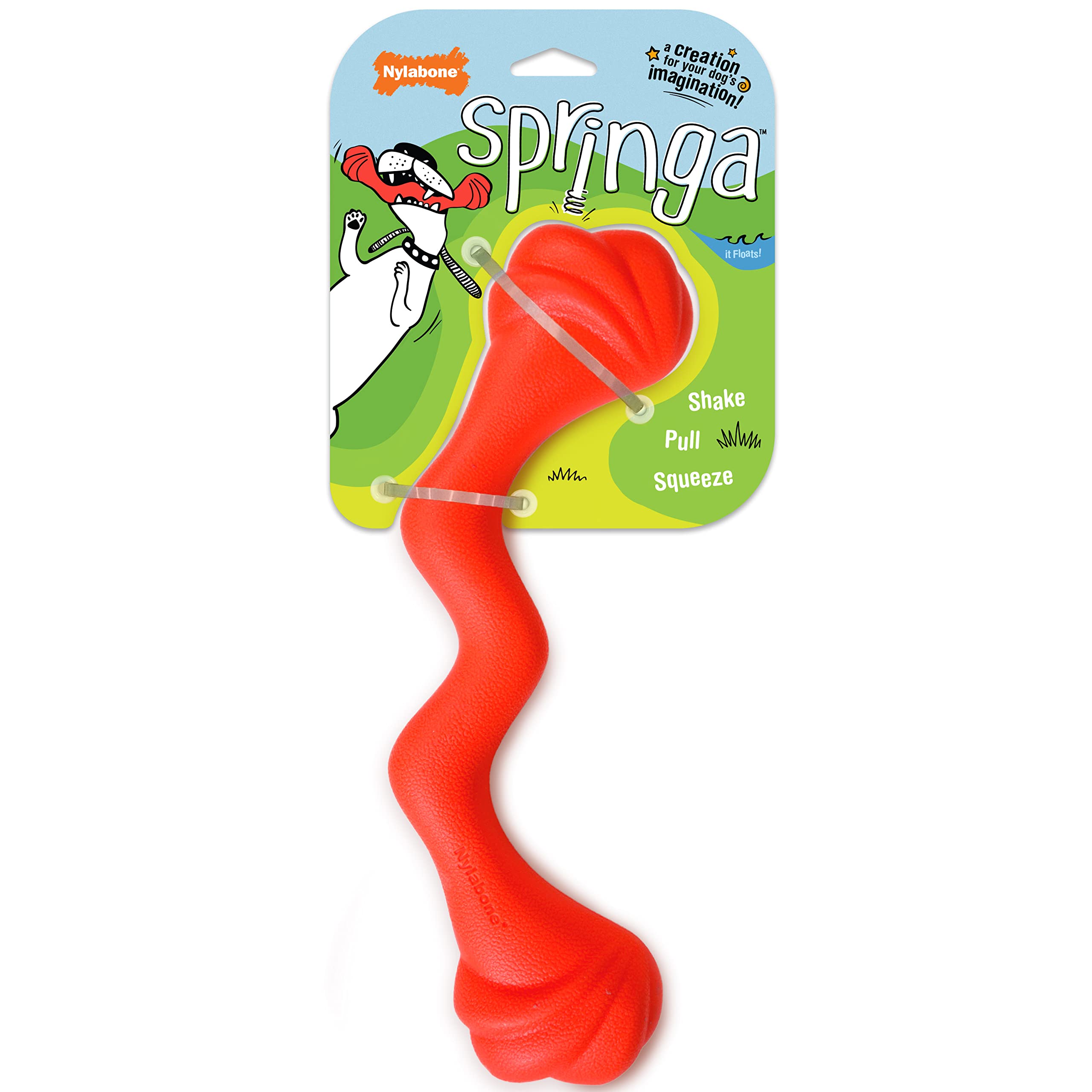 Nylabone Springa Interactive Dog Toy - Lightweight Flexible Floatable Dog Tug Toy for Creative Play & Dog Exercise