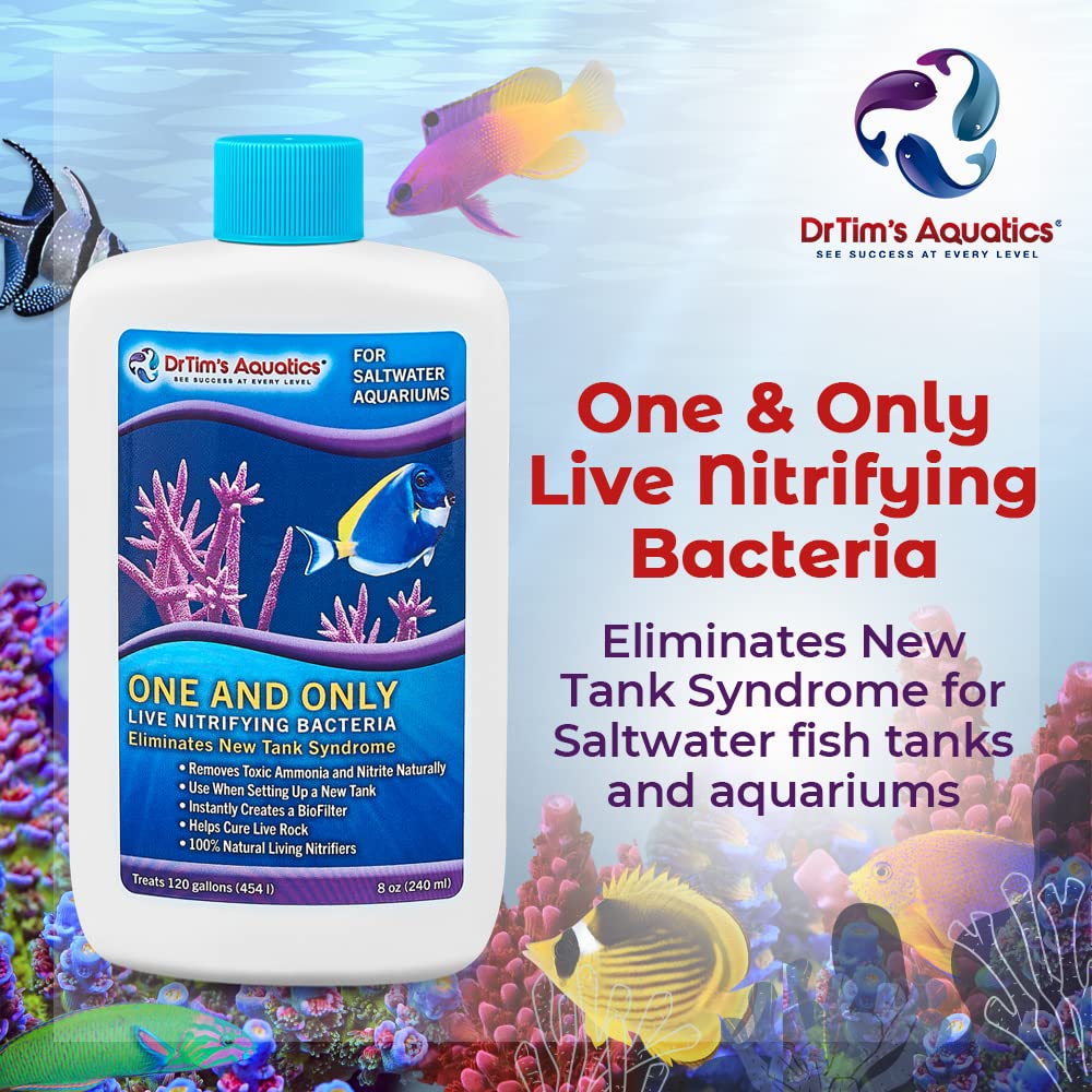 Dr. Tims Aquatics Saltwater One & Only Nitrifying Bacteria - For New Fish Tanks, Aquariums, Water Filtering, Disease Treatment -
