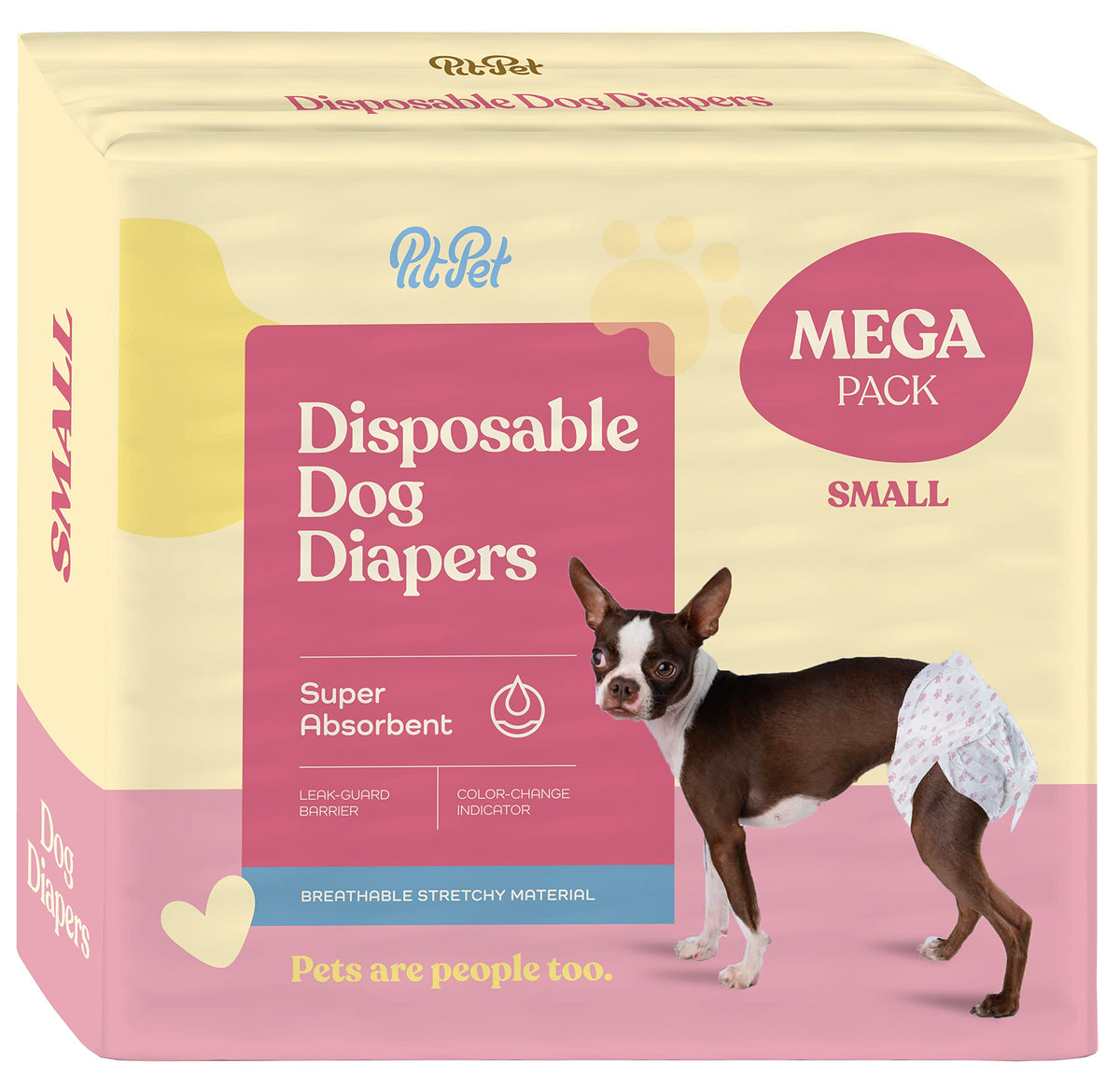 Comfortable Female Dog Diapers - 30-Pack Super Absorbent Disposable Doggie Diapers - Flashdry Gel Technology & Wetness Indicator - Leakproof Diapers For Dogs In Heat, Excitable Urination, Incontinence