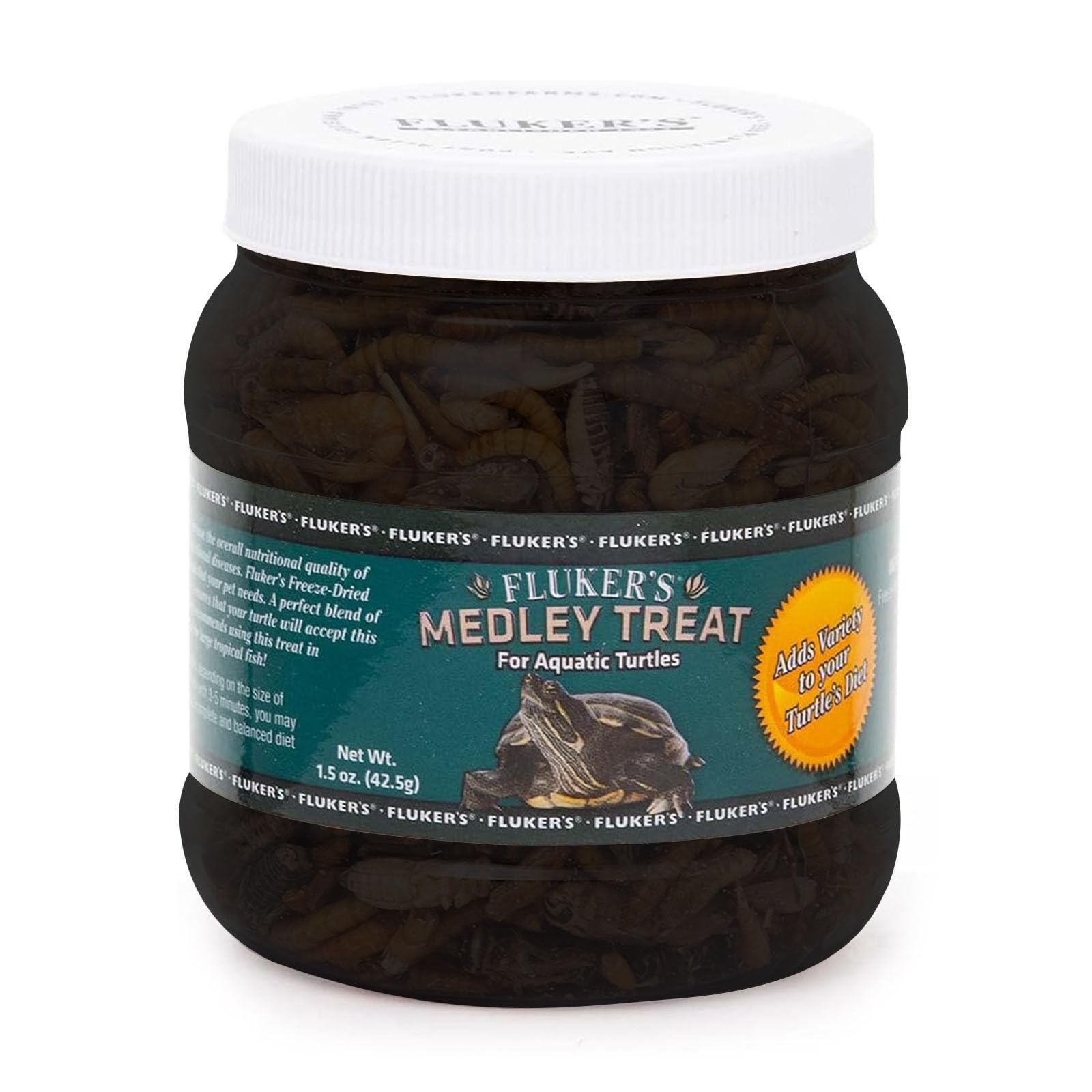 Flukers Medley Treat for Aquatic Turtles, River Shrimp, Mealworms, and Crickets, 1.5 oz