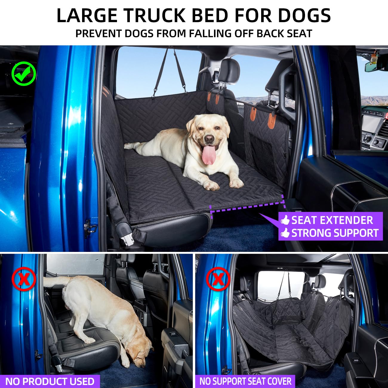 Tkyz Dog Seat Cover And Bed For Trucks - Back Seat Extender And Hammock For F150, Ram1500, Silverado - Non-Inflatable Pet Mattre