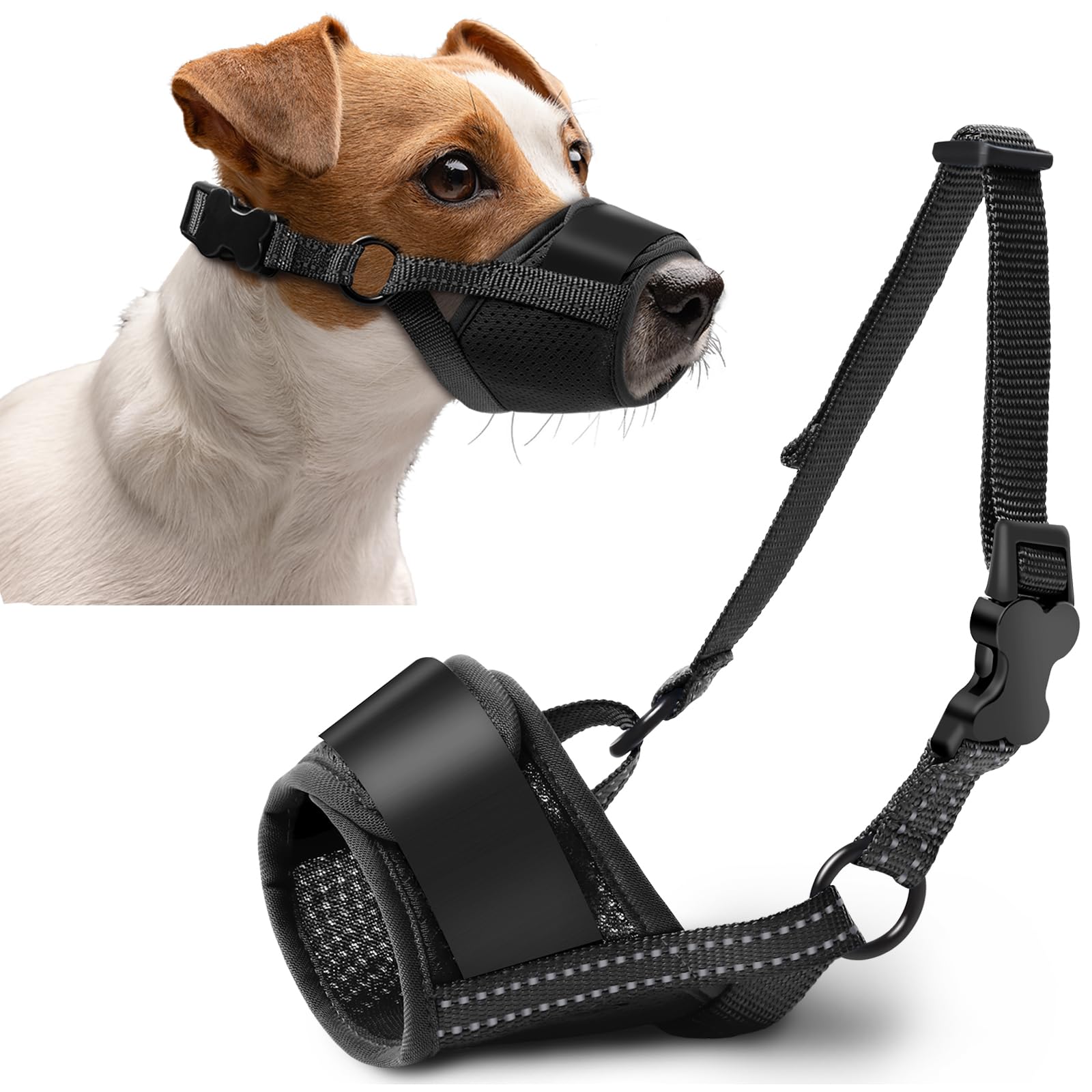 Dog Muzzle, Soft No Barking Mesh Muzzles For Medium Sized Dogs Anti Chewing, Breathable No Bite Muzzle For Mini Dachshund Jack R