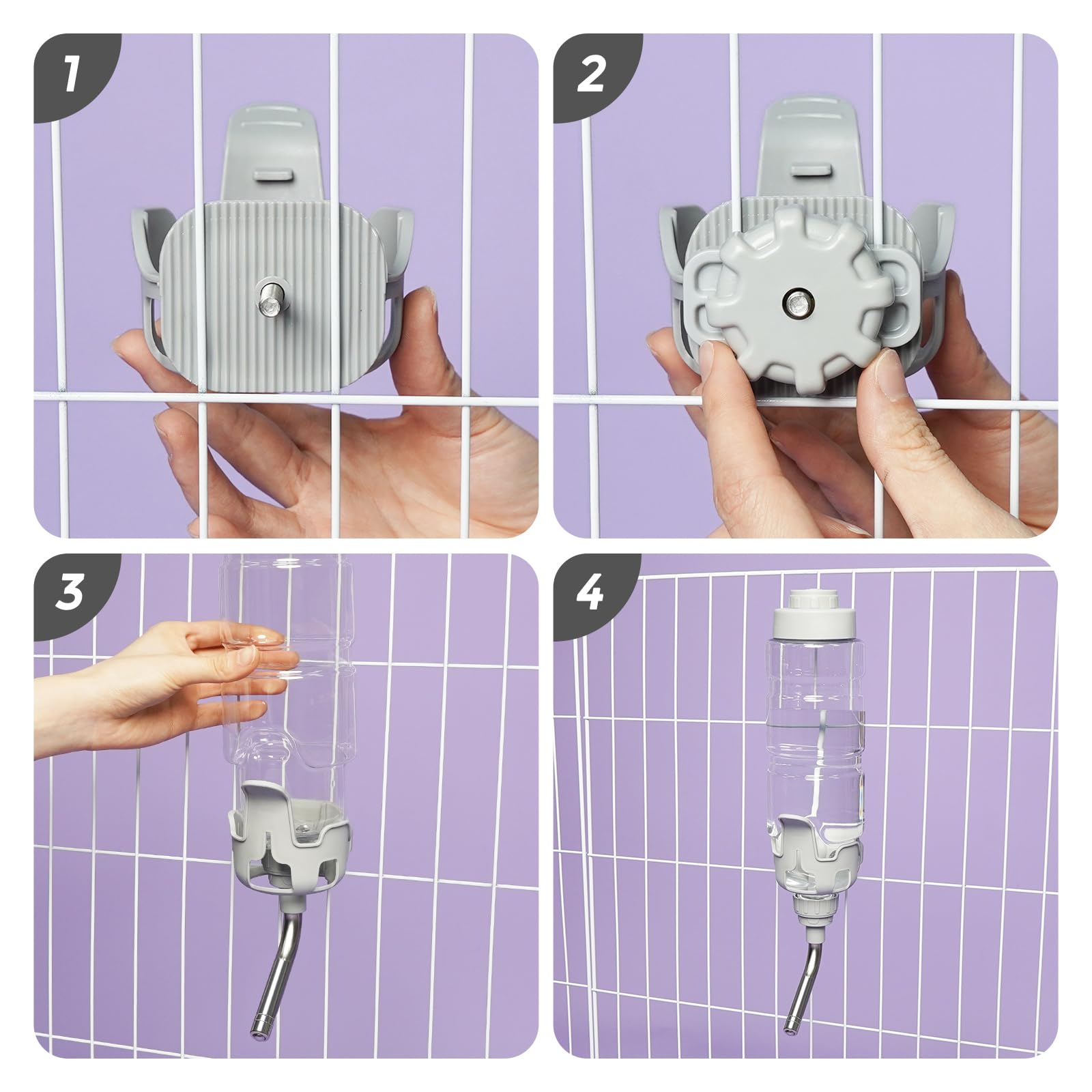 Vannon Dog Water Dispenser for Cage, 34oz Auto Feeding Crate Water Bottle for Dogs, Cats & Rabbits, Pet Nozzle Diameter: 12mm, B