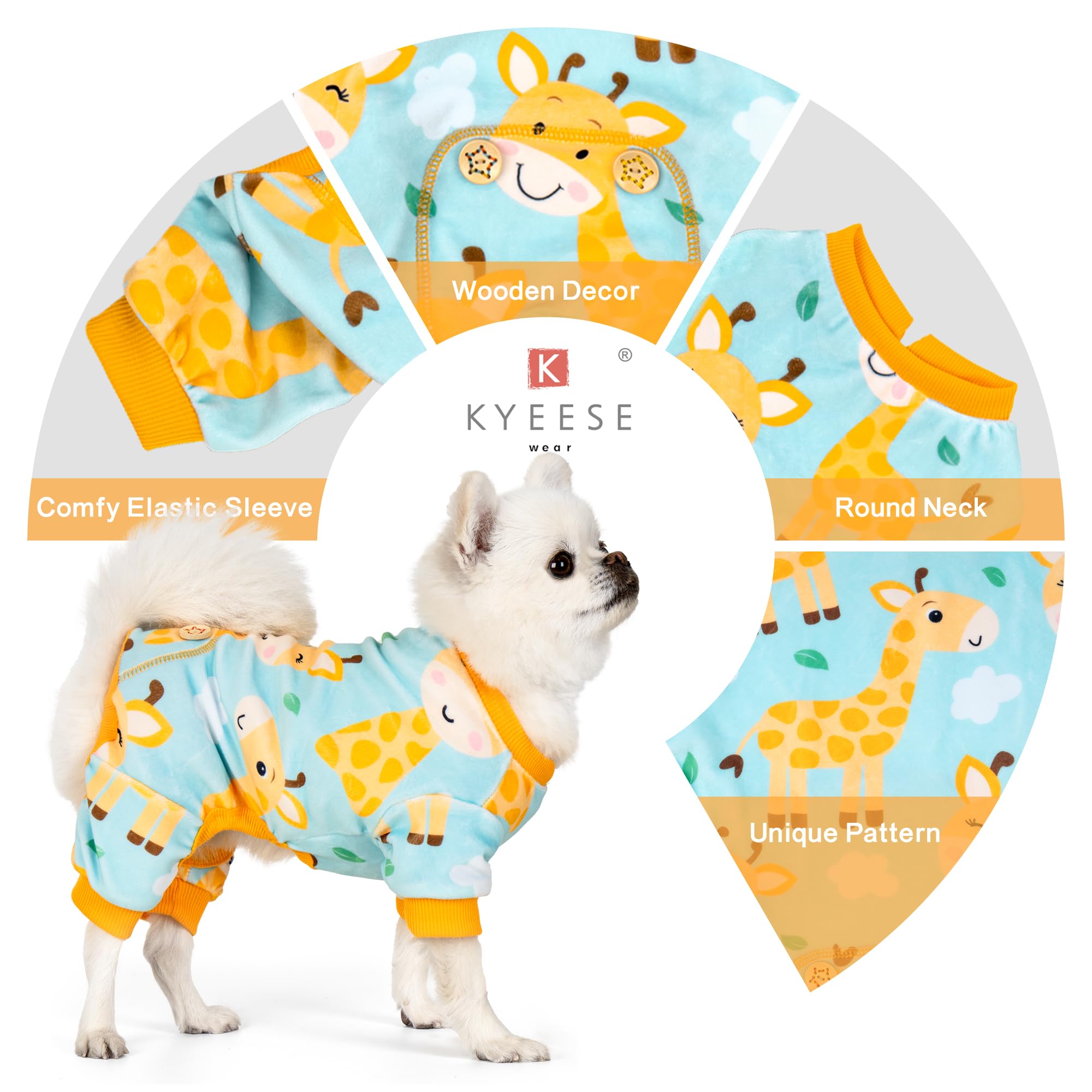 KYEESE Dog Pajamas Soft Dog Clothes Giraffe Dog Pjs Dog Onesie Comfy Dog Costume Dog Coat Small Dog Pajamas Puppy Pajamas Stretc