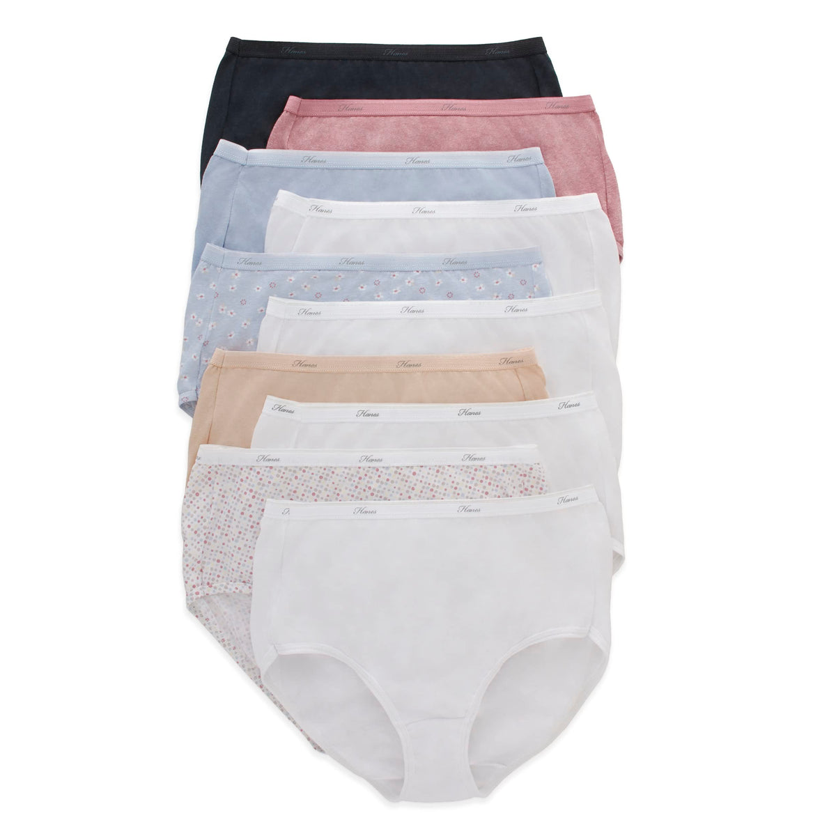 Hanes Womens Panties Pack, 100 Cotton Underwear, Moisture-Wicking Underwear, Ultra-Soft And Breathable, Tagless Briefs, 10 Pack 