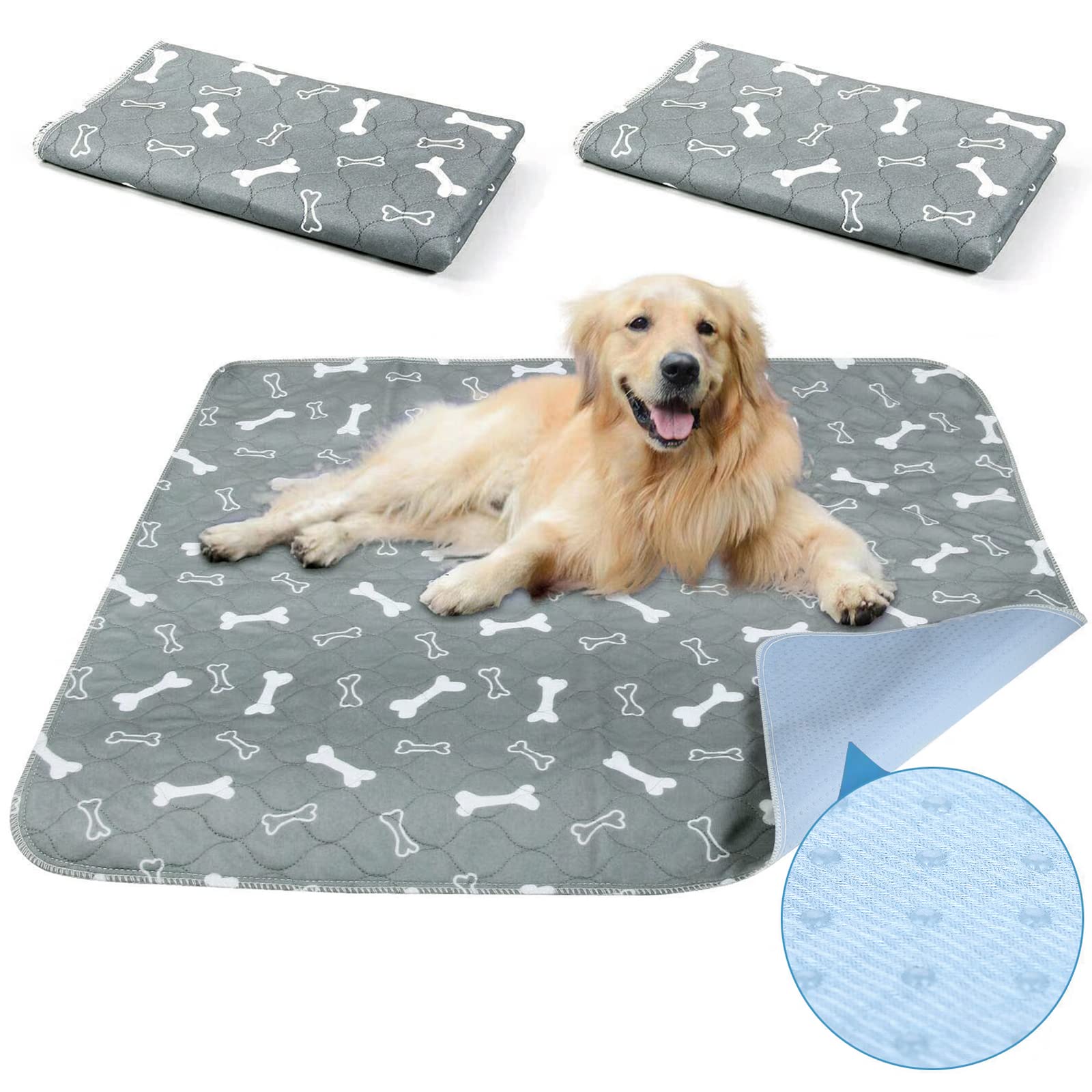 Baodan Washable Dog Pee Pads, Gray, 16" x 24", Super Absorbent, Non-Slip, Reusable Puppy Pads, Perfect for Crate and Playpen