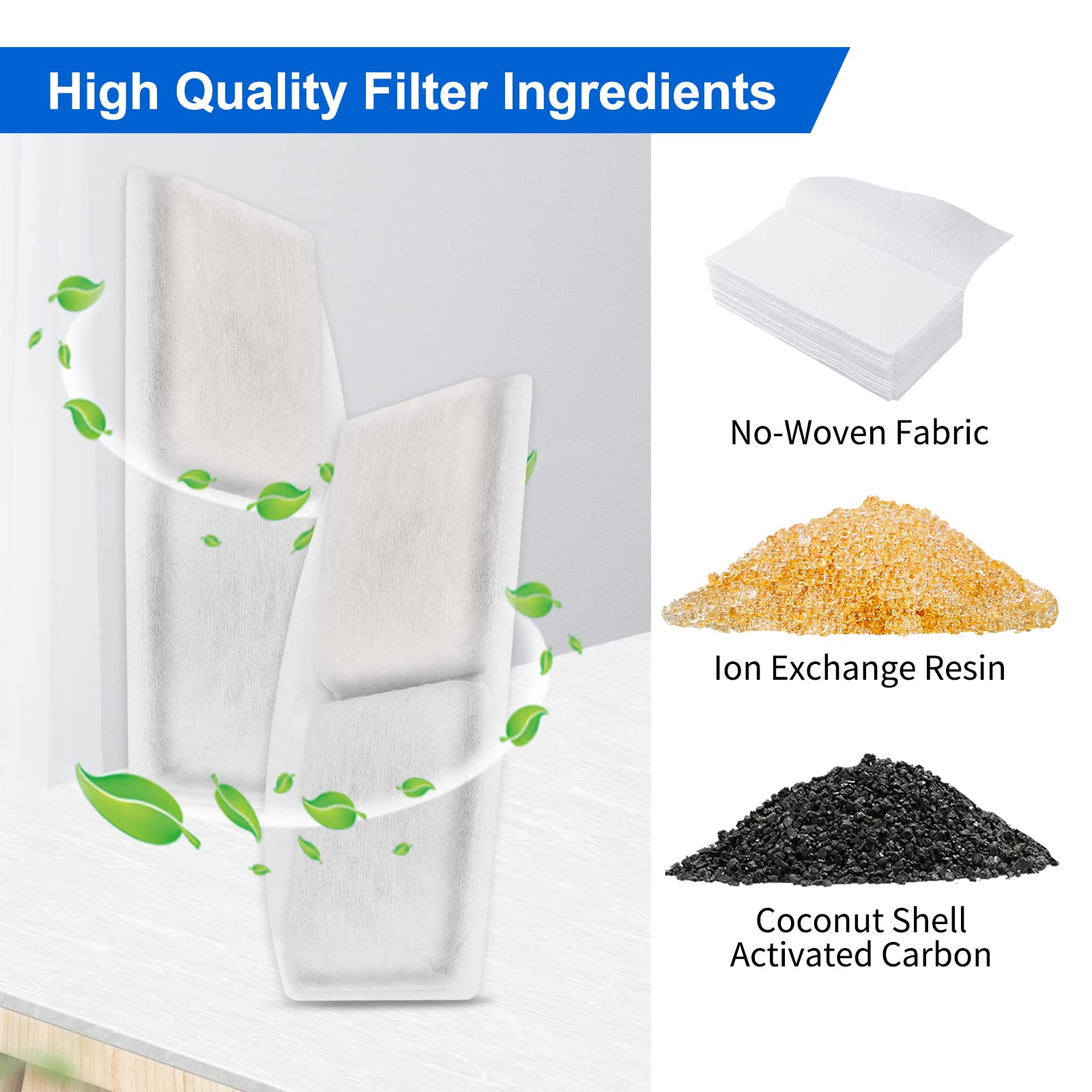 Myfatboss Pet Fountain Filter Replacement, 12 Packs Cat Water Fountain Filter, Pet Fountain Carbon Filters Compatible With 100Oz/3L Automatic Pet Fountain