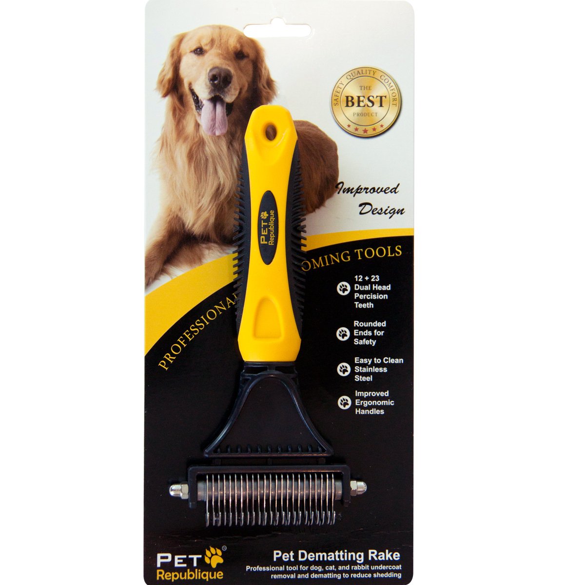 Pet Republique Dog Dematting Tool - Matt Splitters For Dogs, Cats, Rabbits, Long Haired Breed Pets - Effective Pet Dematting, Mat Remover, De-Matting Comb, Or Dematter - Regular 12+23 Teeth Design