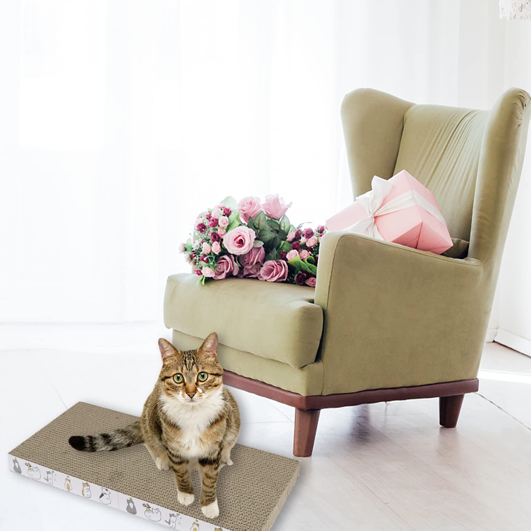 Patiencet Cat Scratcher Cardboard 3 Pcs Cat Scratch Pad Reversible Scratcher Texture Design Durable Cat Scratching Pad