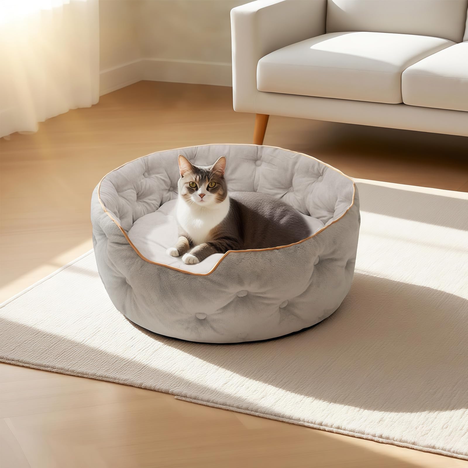 MOYMO Cute Cat Beds Kitten Beds,Small Dog Beds, Washable Pet Beds for Puppy and Kitty, 20 Inch
