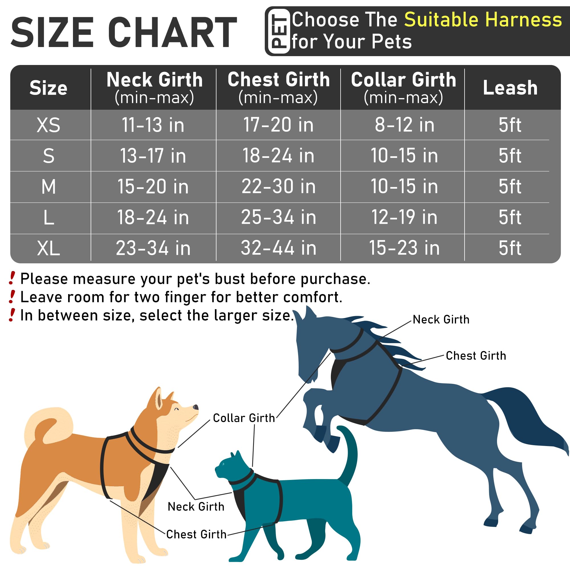 GAMUDA Dog Harness Collar and Leash Set, Horse Care Sheets, No Chock No Pull Adjustable Vest Harnesses Plaid Reflective for Medi