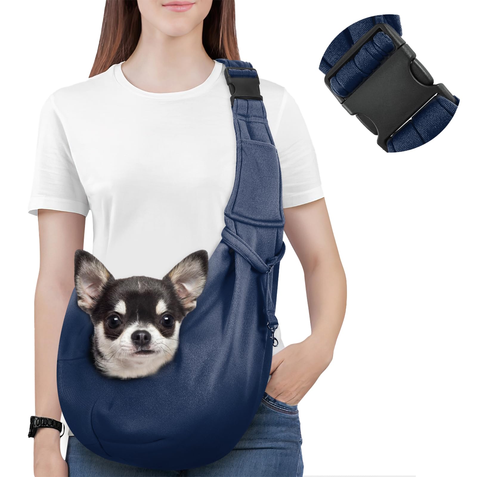 Pawaboo Small Dog Sling Carrier, Reversible Hands Free Dog Sling Carrier For Small Dogs Cats, Puppy Sling Carrier With Adjustabl